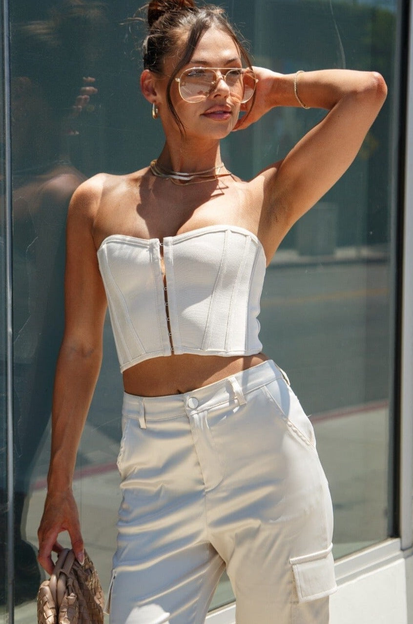 Bandage Corset Top Oatmeal Tops HYPEACH