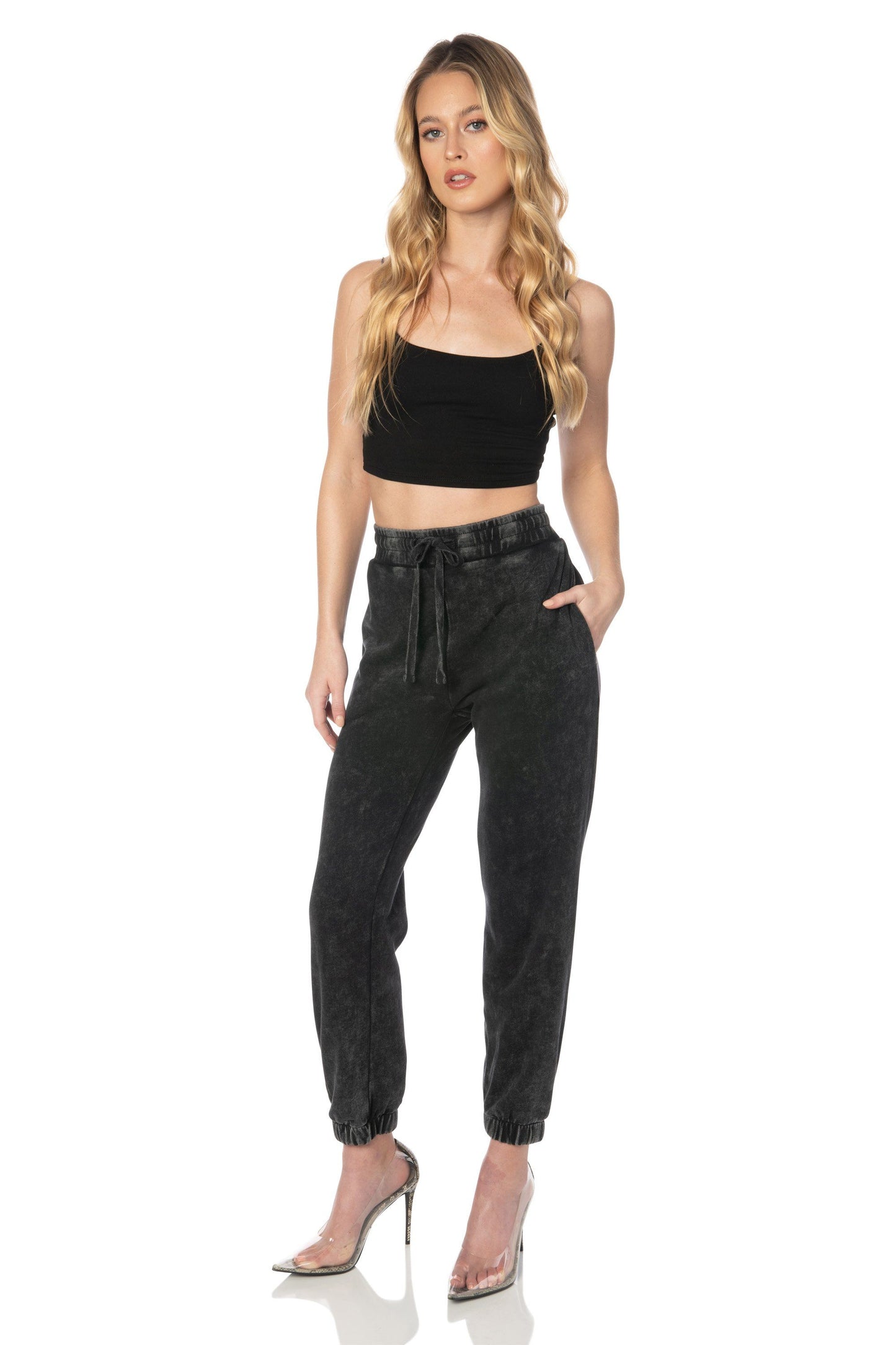 Black Crop Top V Strap Back Tops HYPEACH
