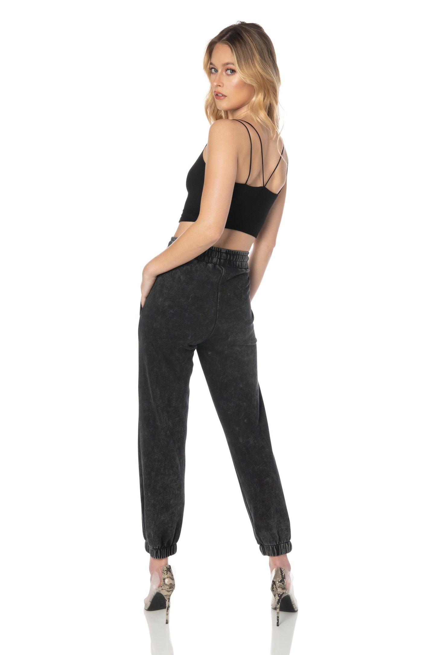 Black Crop Top V Strap Back Tops HYPEACH