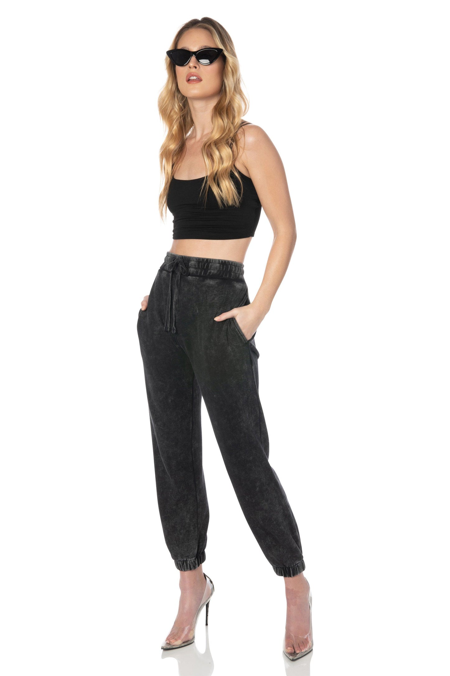 Black Crop Top V Strap Back Tops HYPEACH