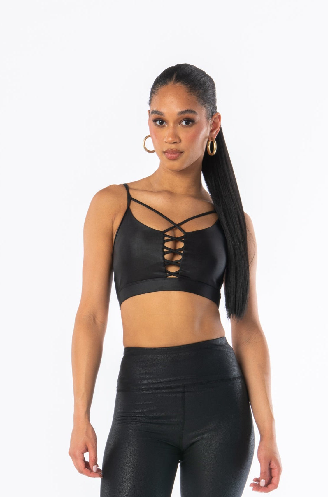 Black Glazed Sports Bra - Hypeach Active Activewear HYPEACH