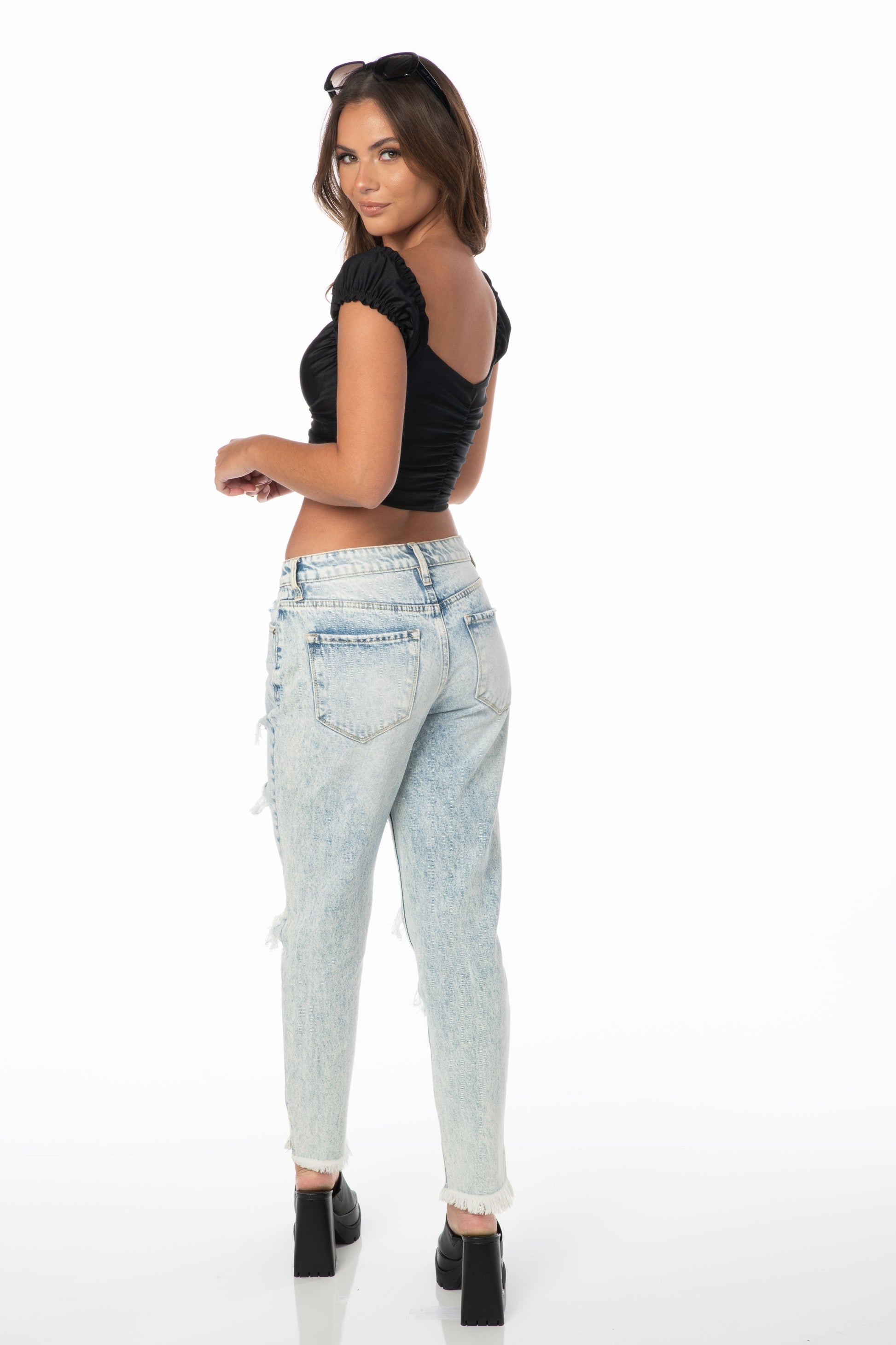 Black Off The Shoulder Crop Top Tops HYPEACH