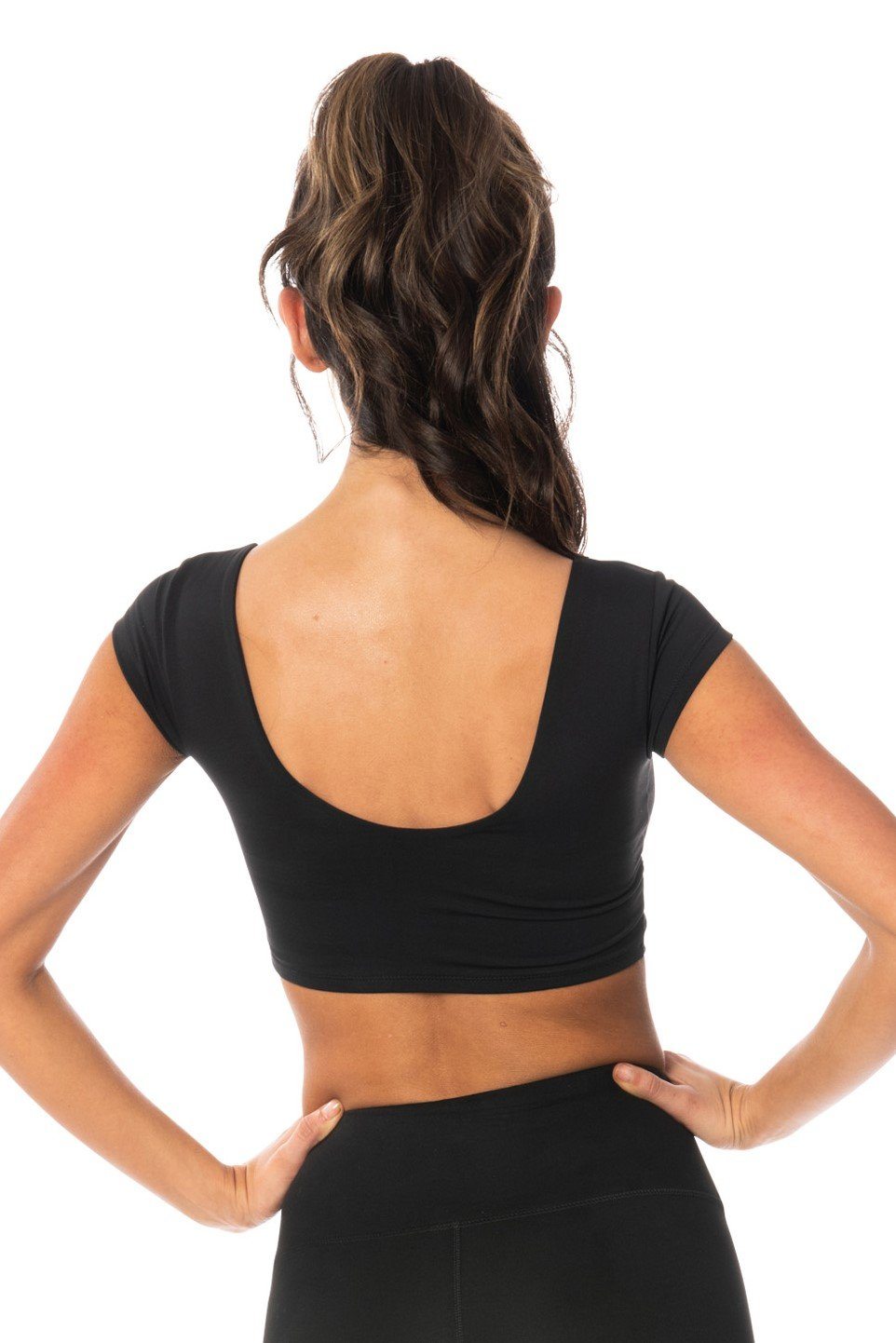 Black Short Sleeve Crop Top - Hypeach Active Tops HYPEACH
