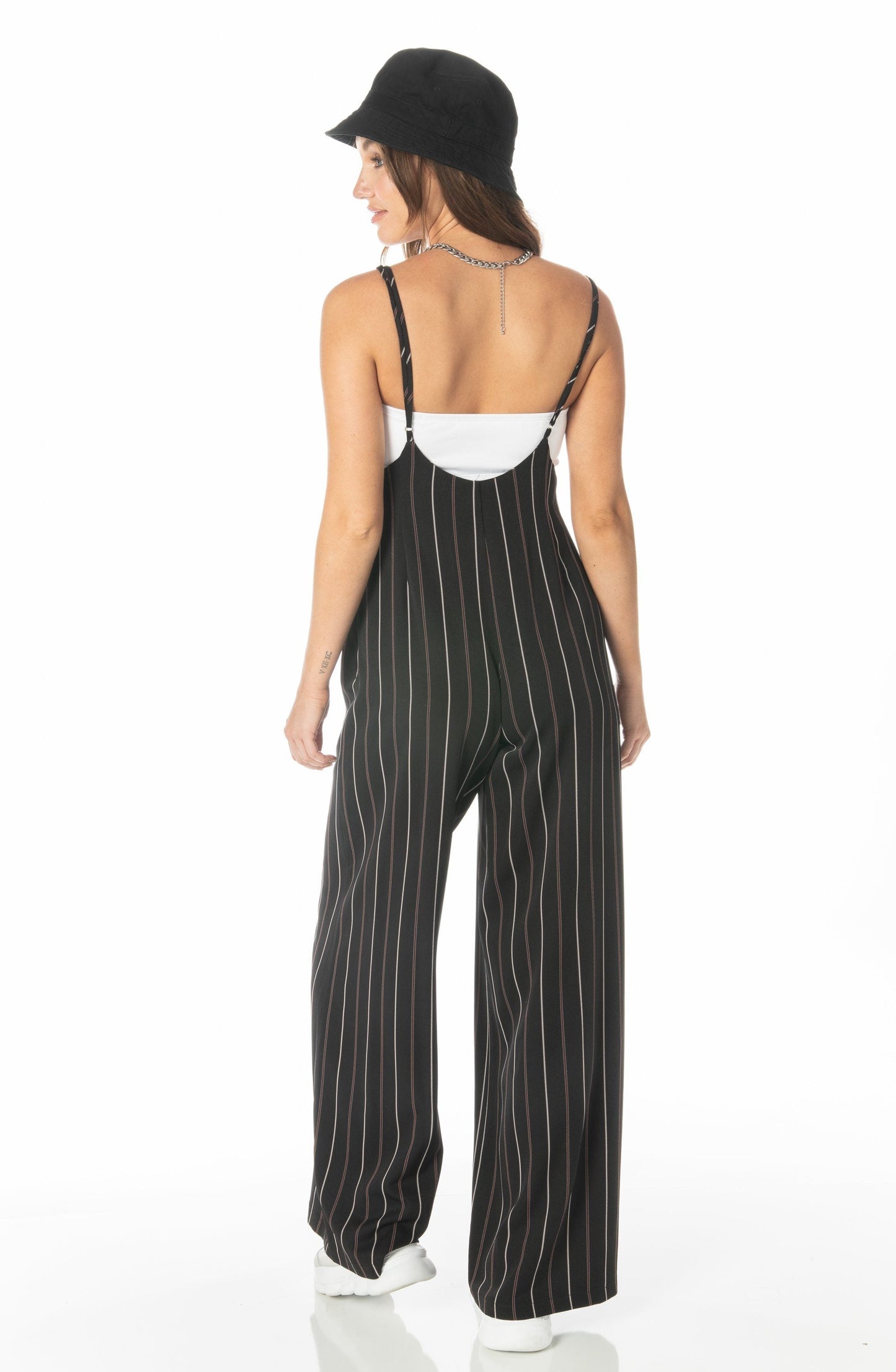 Black Spaghetti Strap Wide Leg Overalls Bottoms HYPEACH BOUTIQUE