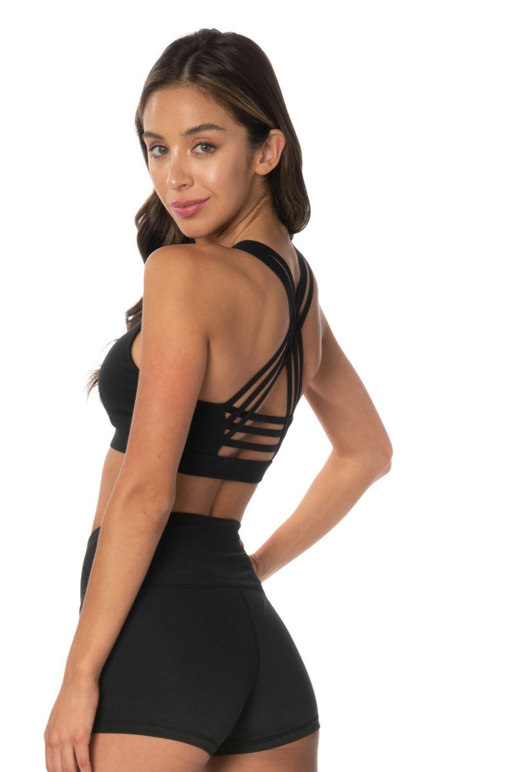 Black Sports Bra Criss Cross Back - Hypeach Active Tops HYPEACH