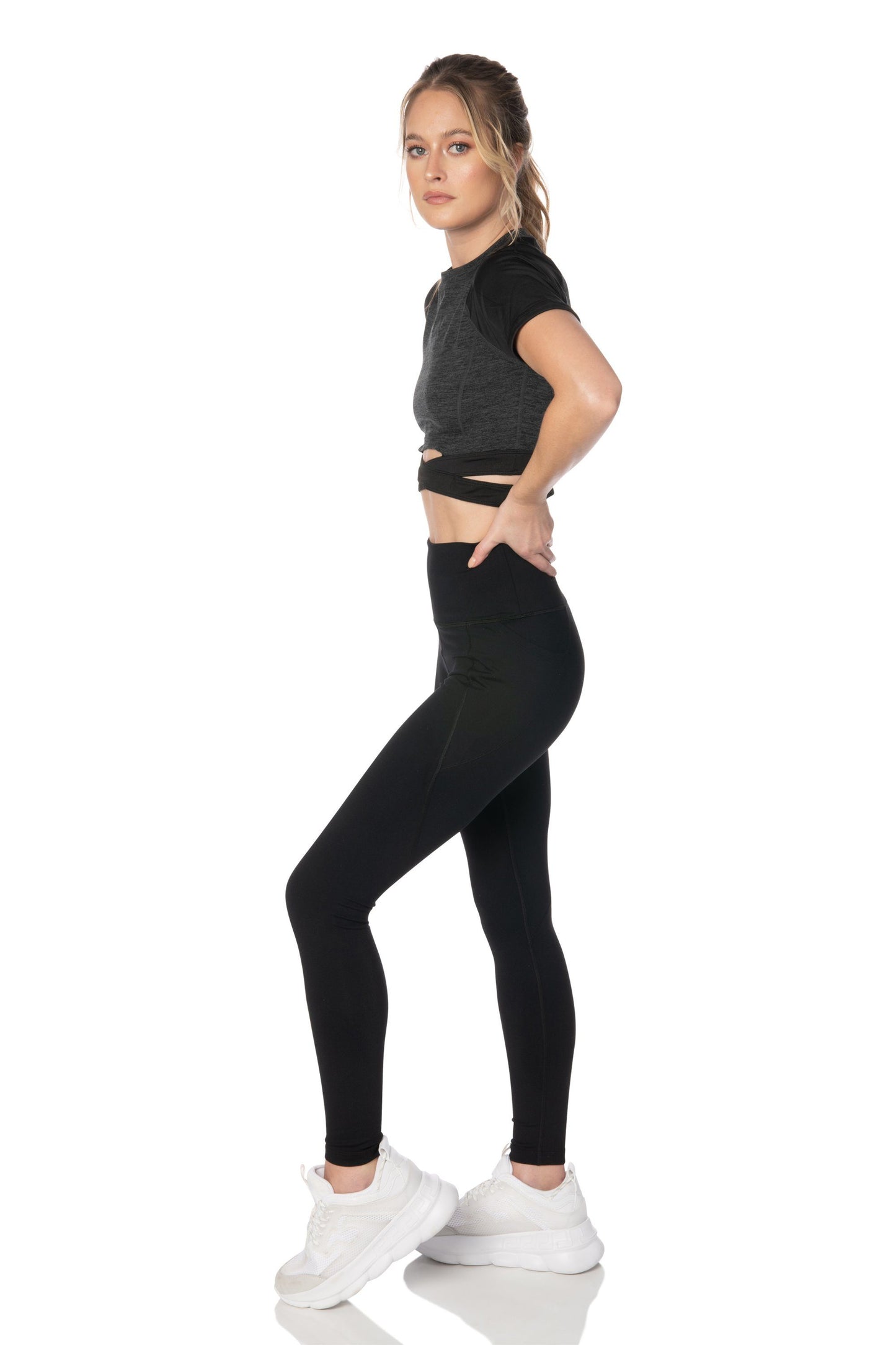 Charcoal Short Sleeve Crop Top - Hypeach Active Tops HYPEACH