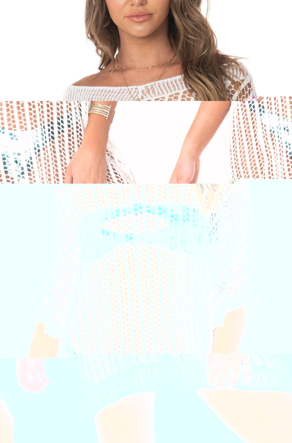 Crochet V Neck White Cover Up Swimwear HYPEACH BOUTIQUE