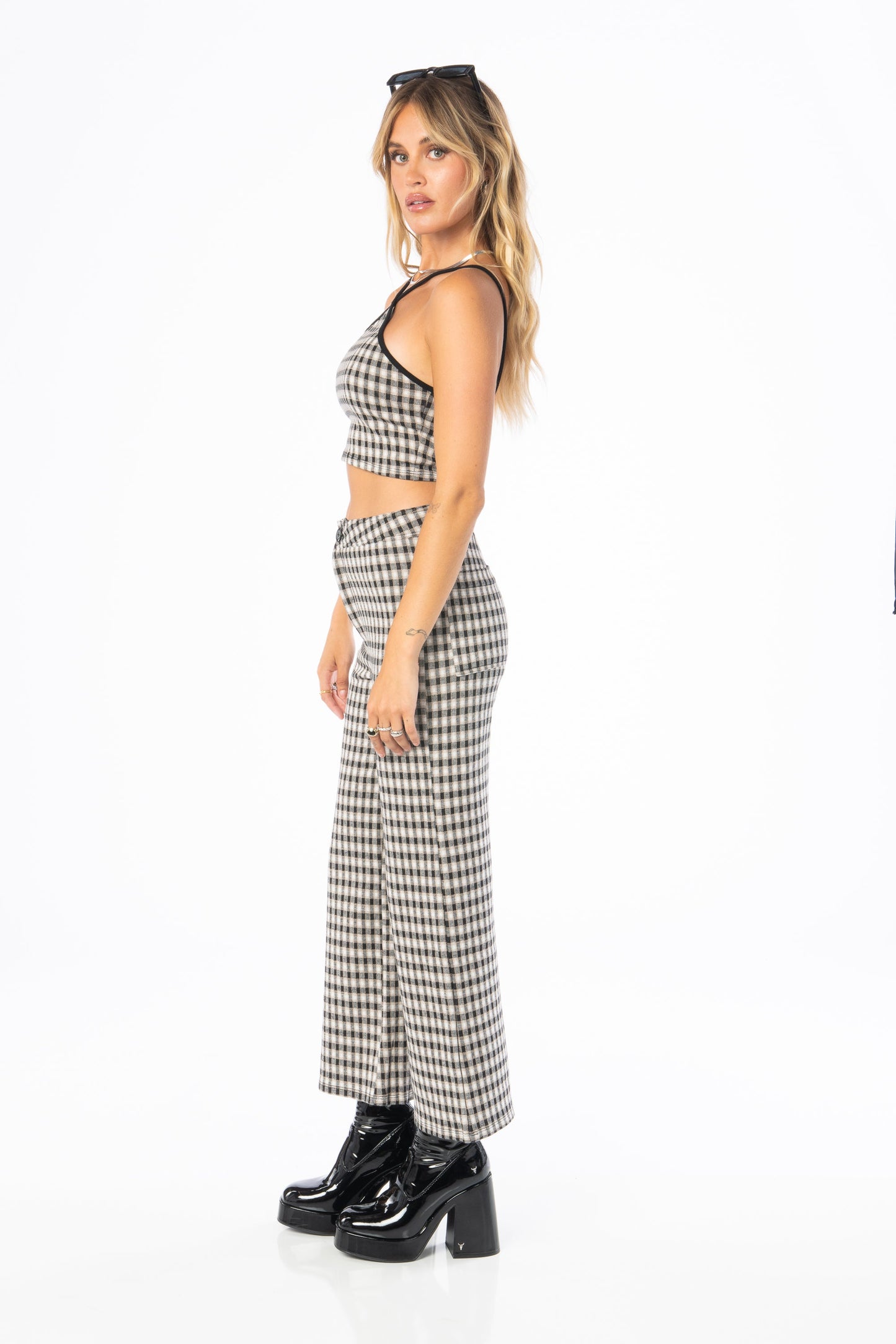 Downtown Plaid Knit Crop Top Tops HYPEACH BOUTIQUE
