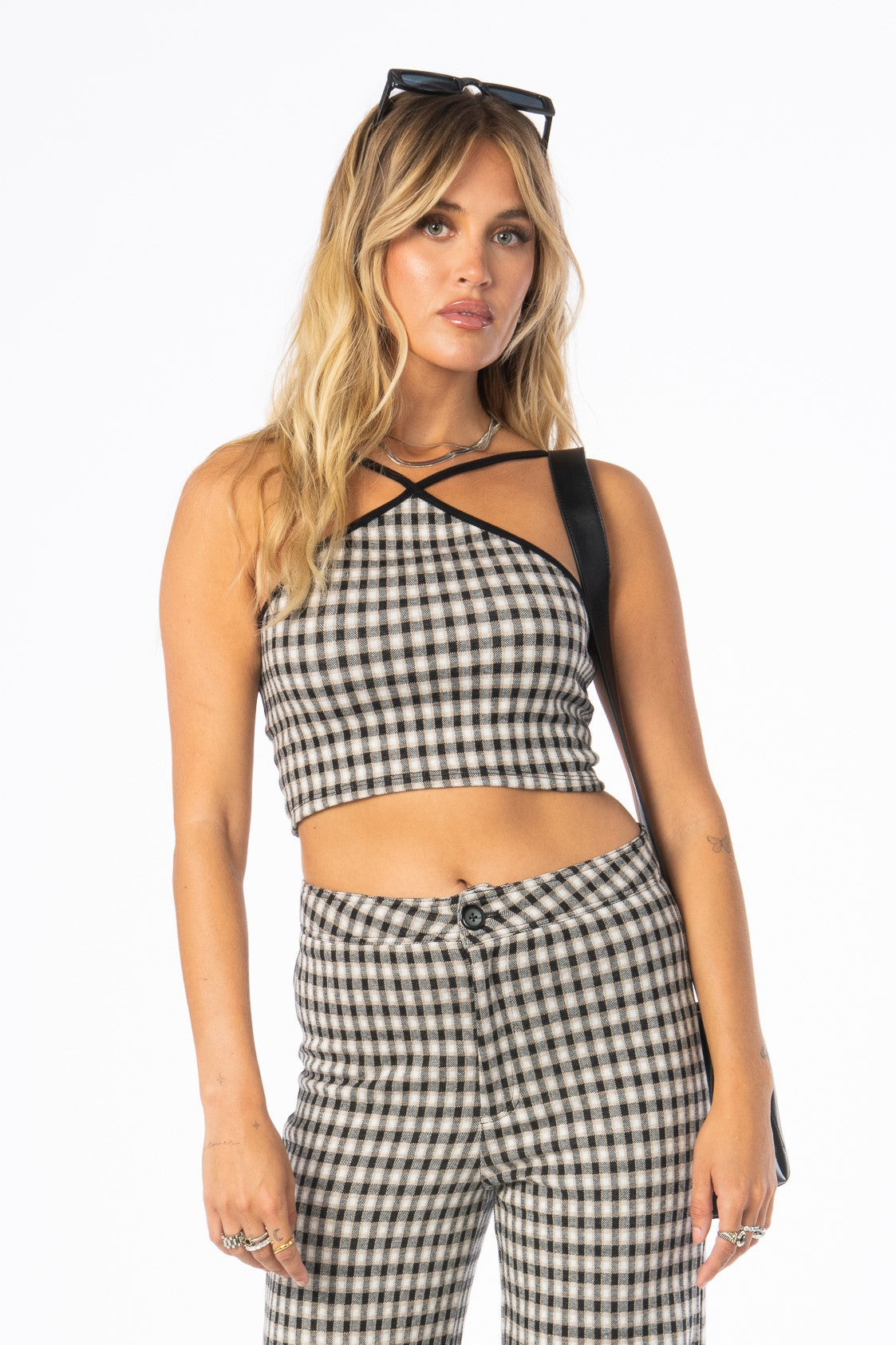 Downtown Plaid Knit Crop Top Tops HYPEACH BOUTIQUE