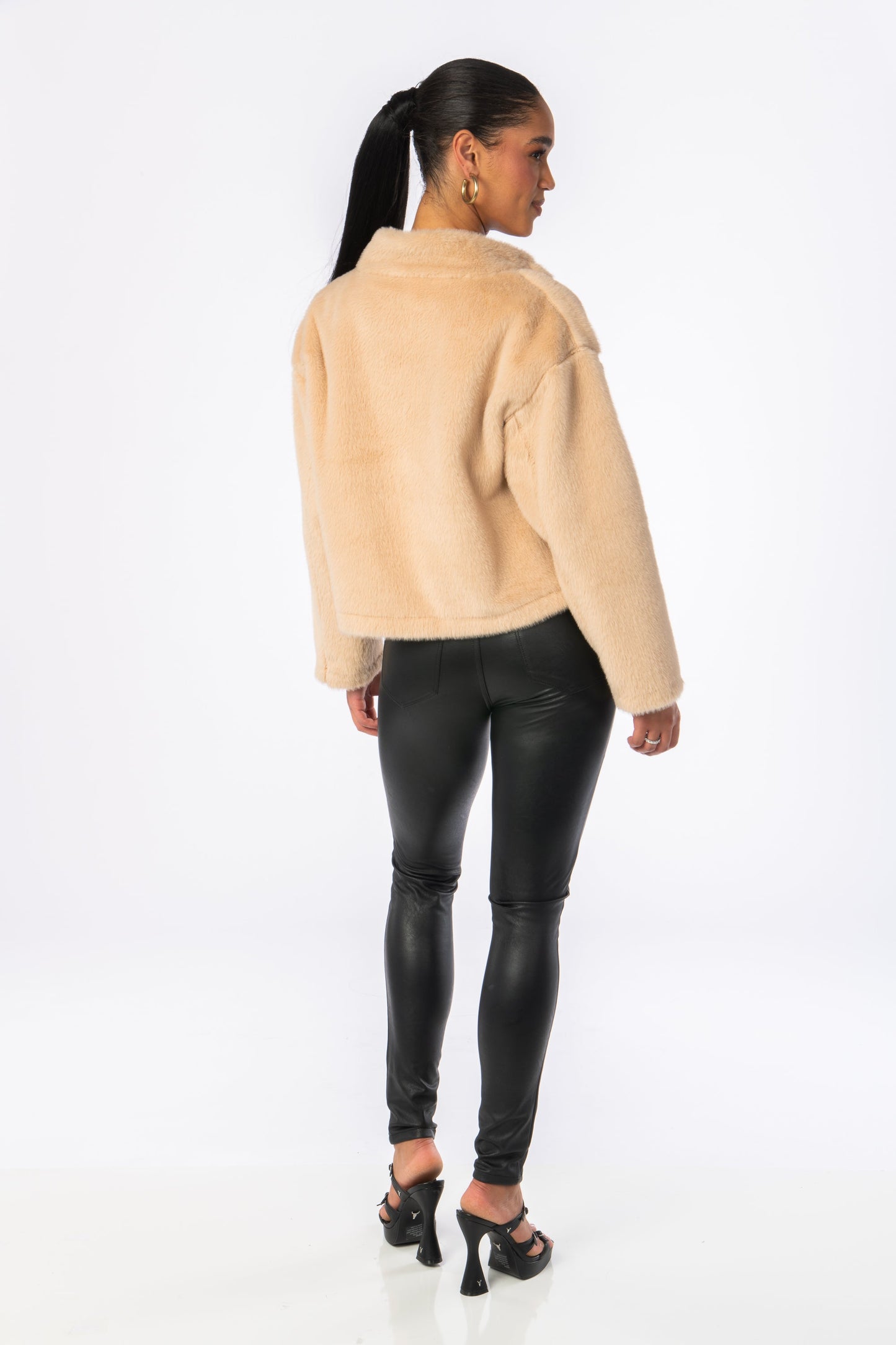 Fernanda Faux Fur Jacket Beige Outerwear HYPEACH BOUTIQUE