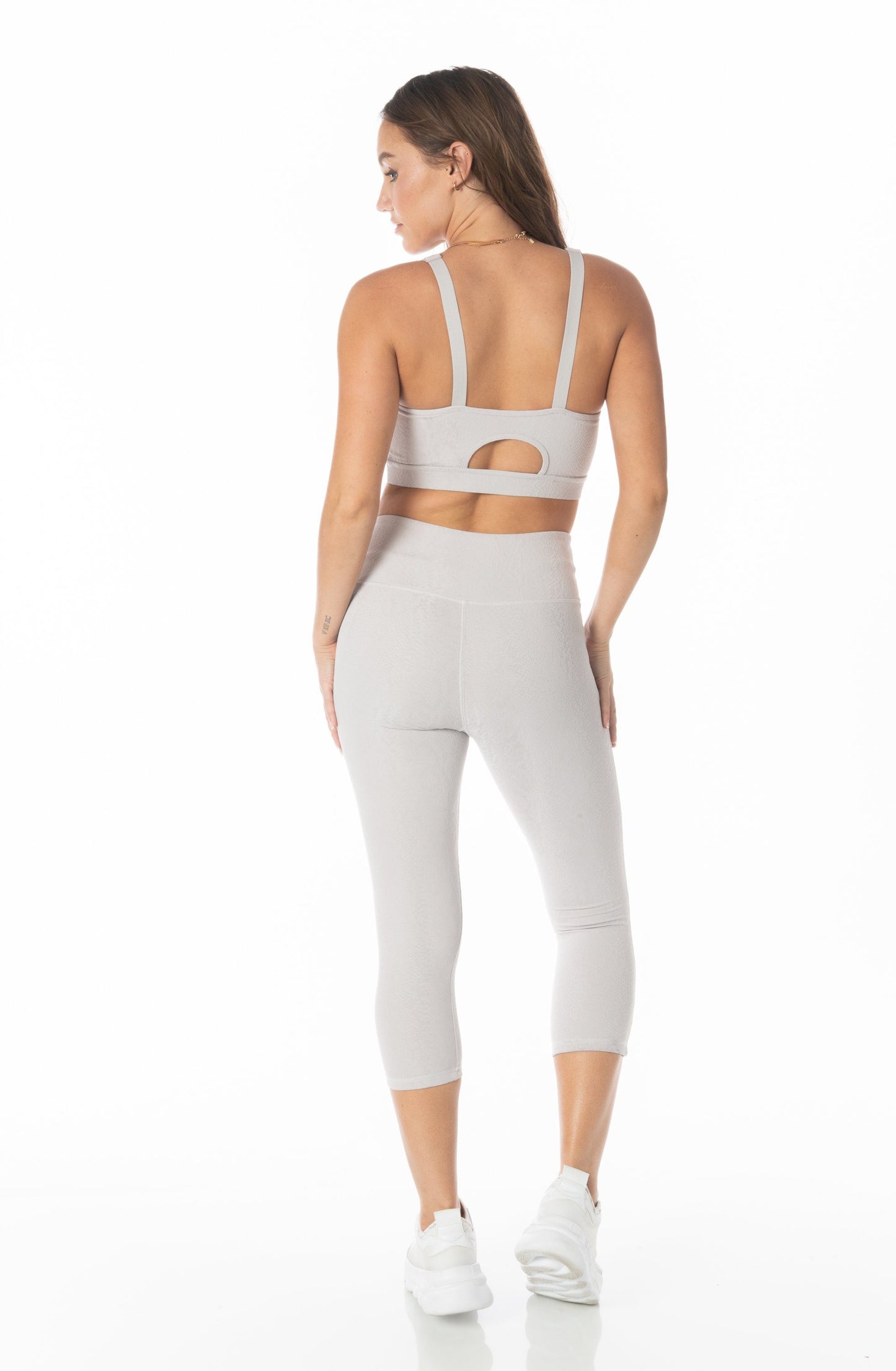 Grey Textured Snake Capri Leggings - Hypeach Active Activewear HYPEACH