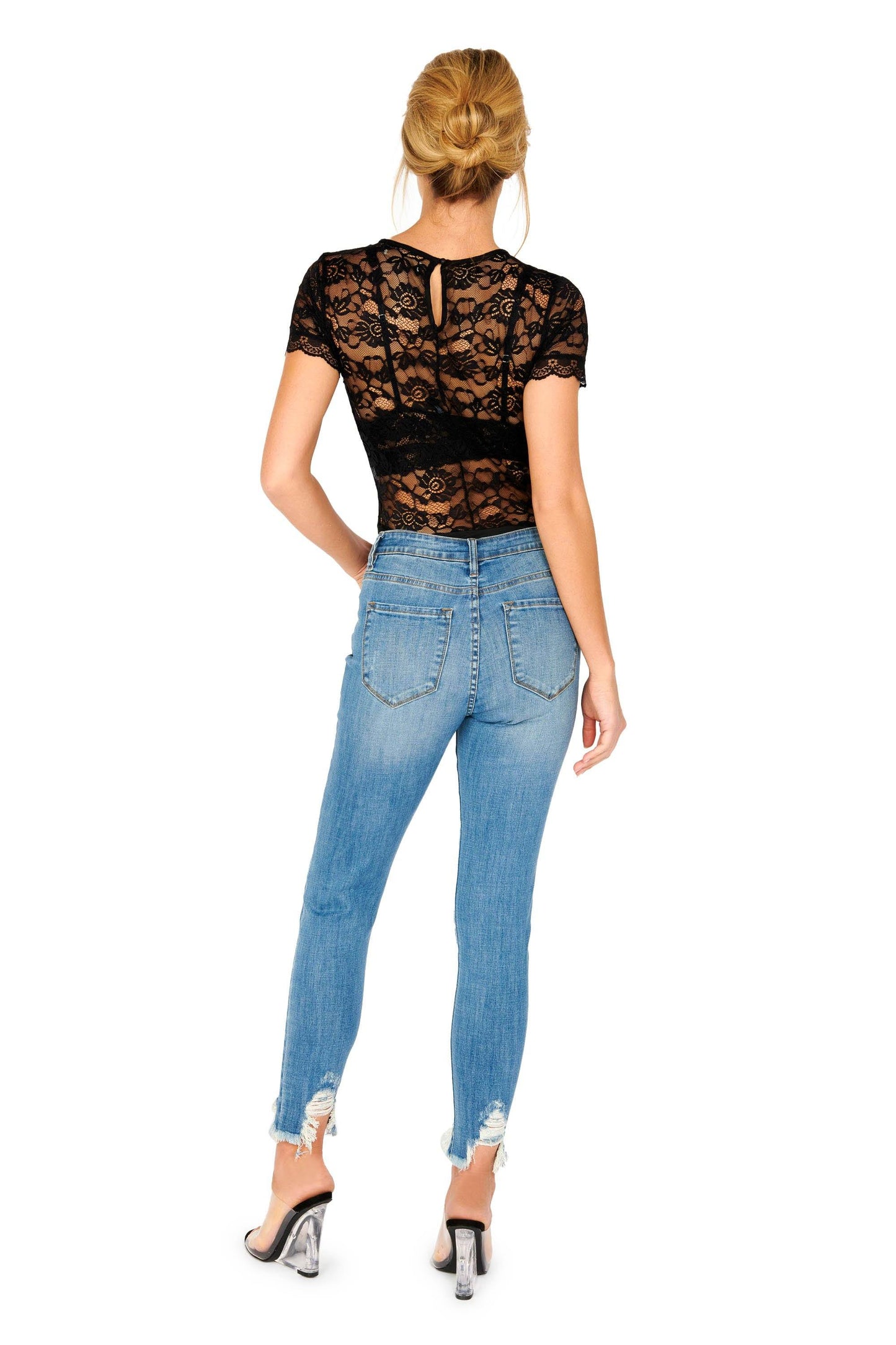 Kancan High Rise Medium Wash Distressed Ankles Skinny Jeans Denim HYPEACH BOUTIQUE