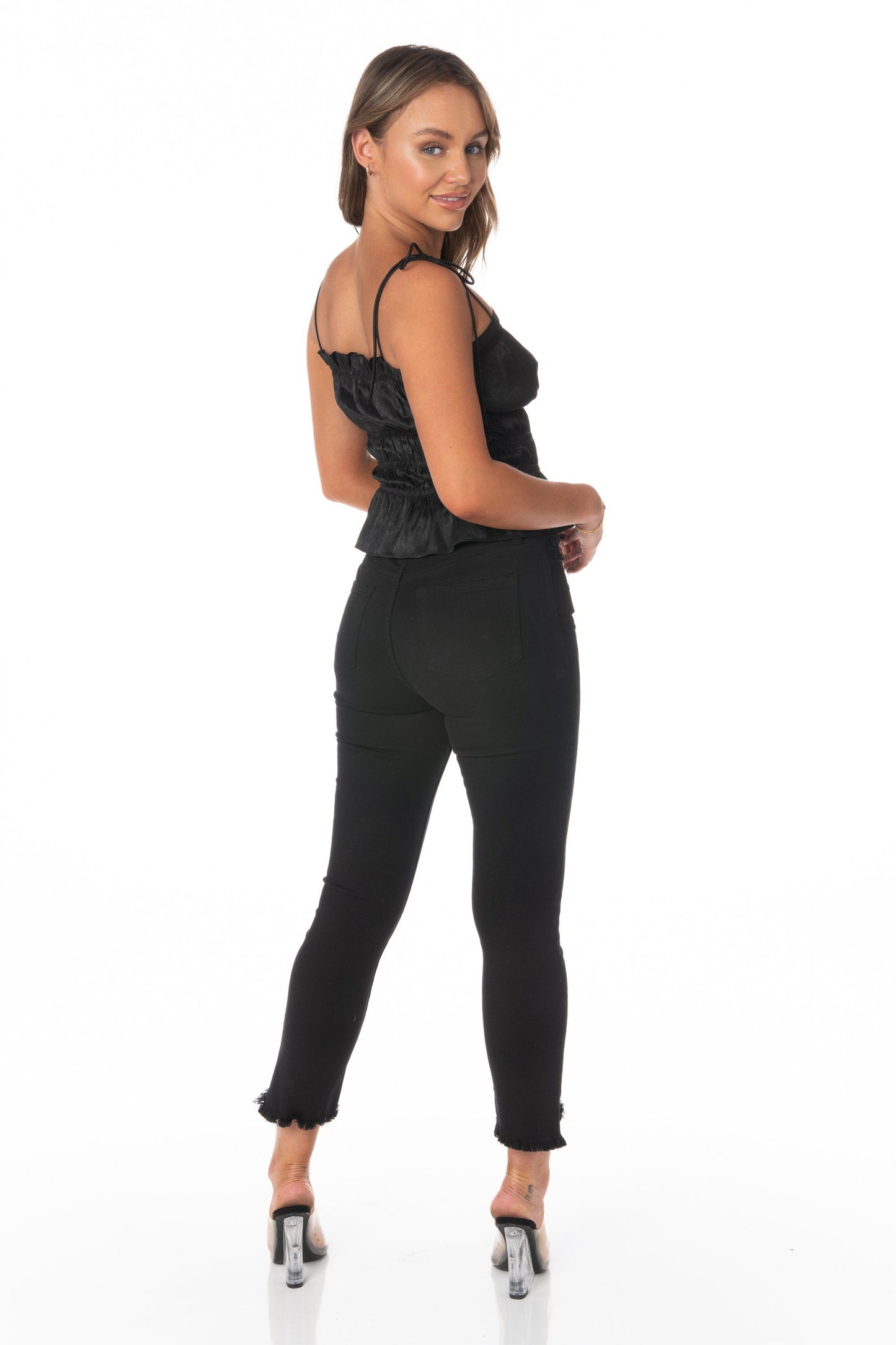 Moonrise Black Satin Tank Tops HYPEACH BOUTIQUE