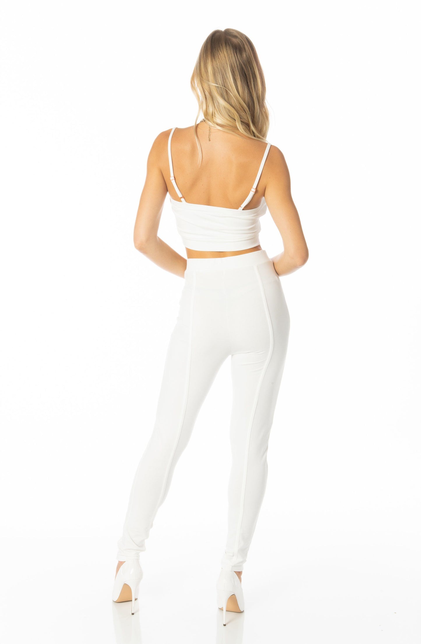 South Beach White Crop Top Zipper Detail Sets HYPEACH BOUTIQUE