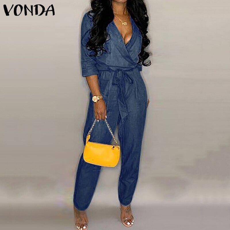 Denim Une pièce Sexy Tenue décontractée Pantalon long À la mode