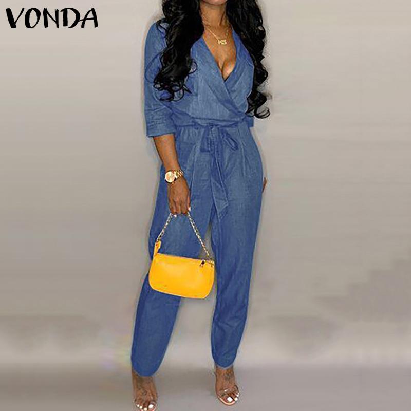 Denim Une pièce Sexy Tenue décontractée Pantalon long À la mode