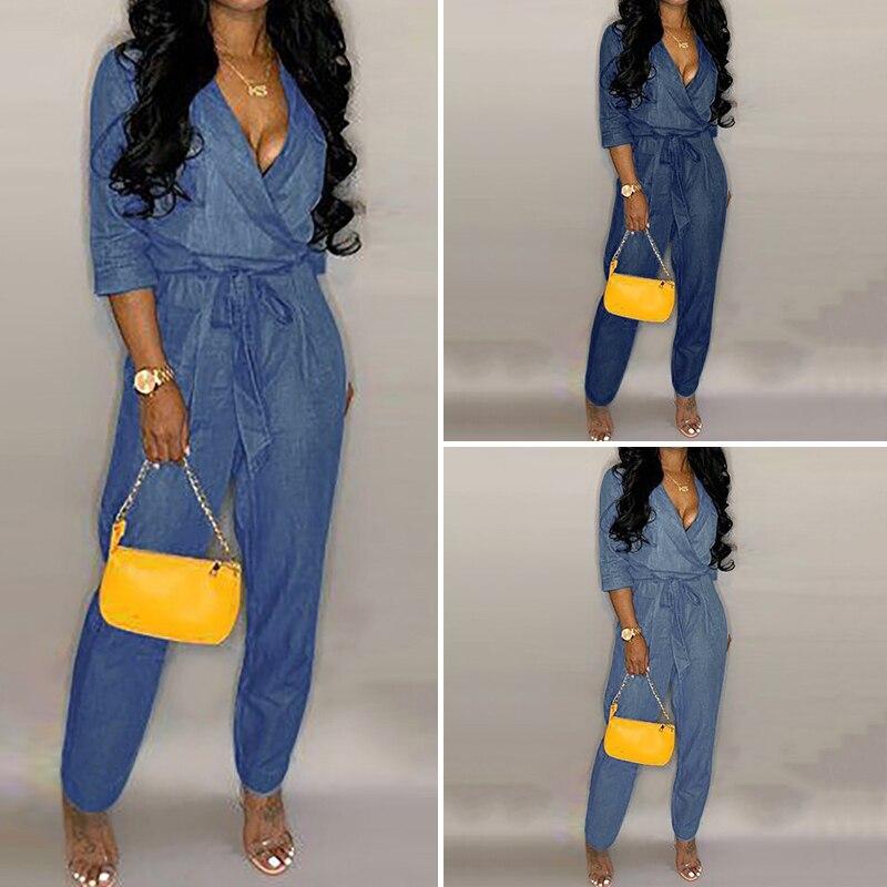 Denim Une pièce Sexy Tenue décontractée Pantalon long À la mode