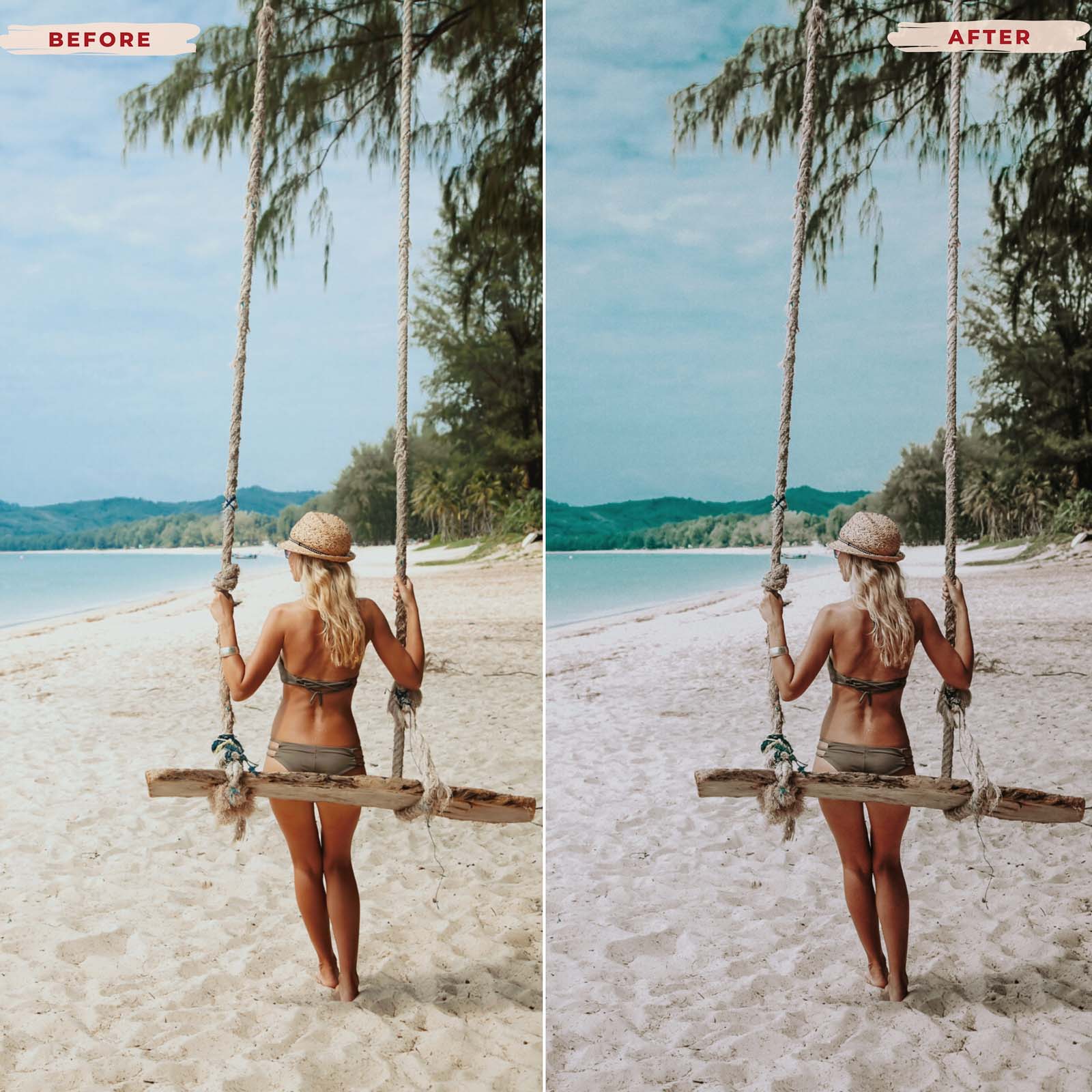 Before after results using Bali Lightroom Presets