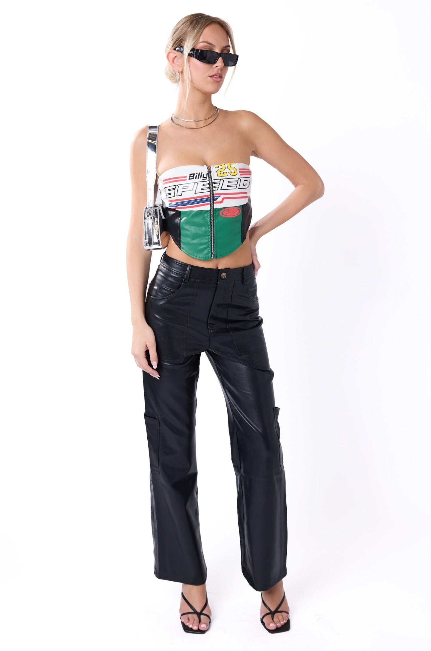 Fairfax Moto Faux Leather Tube Top