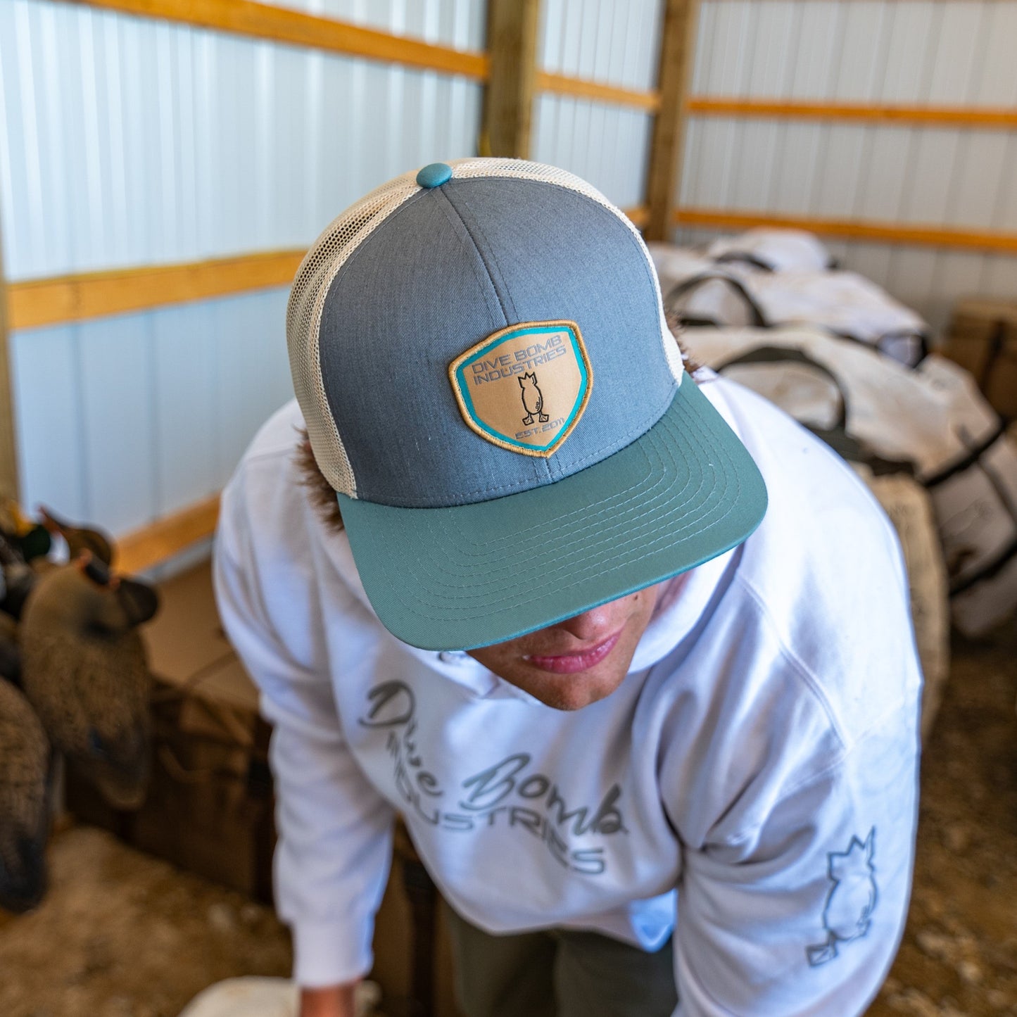 Tan Woven Shield Snapback Hat