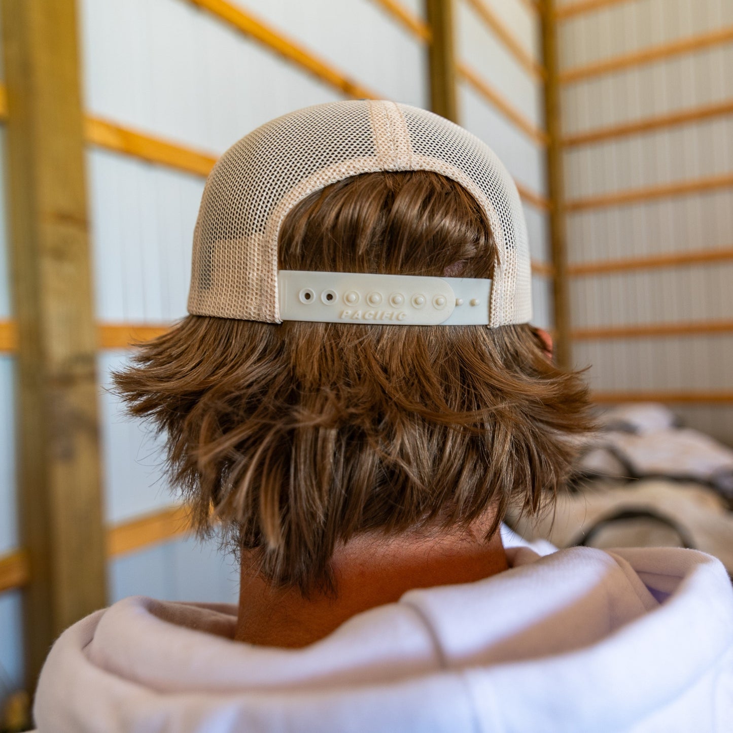 Tan Woven Shield Snapback Hat