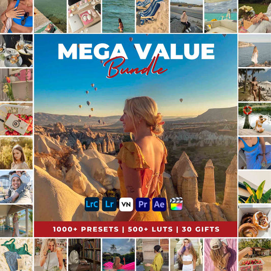 MEGA VALUE BUNDLE (1000+ PRESETS, 500+ LUTS, 30 GIFTS)