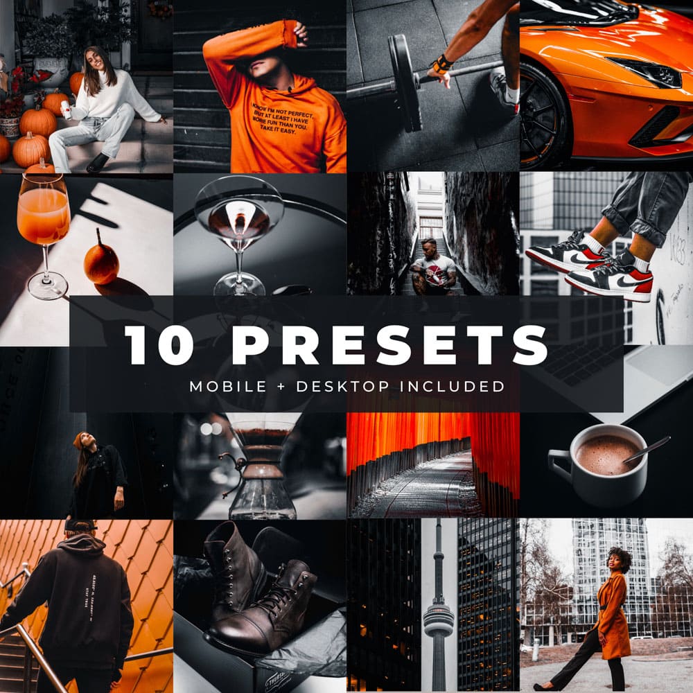 Ai-Optimized ORANGE BLACK LIGHTROOM PRESETS