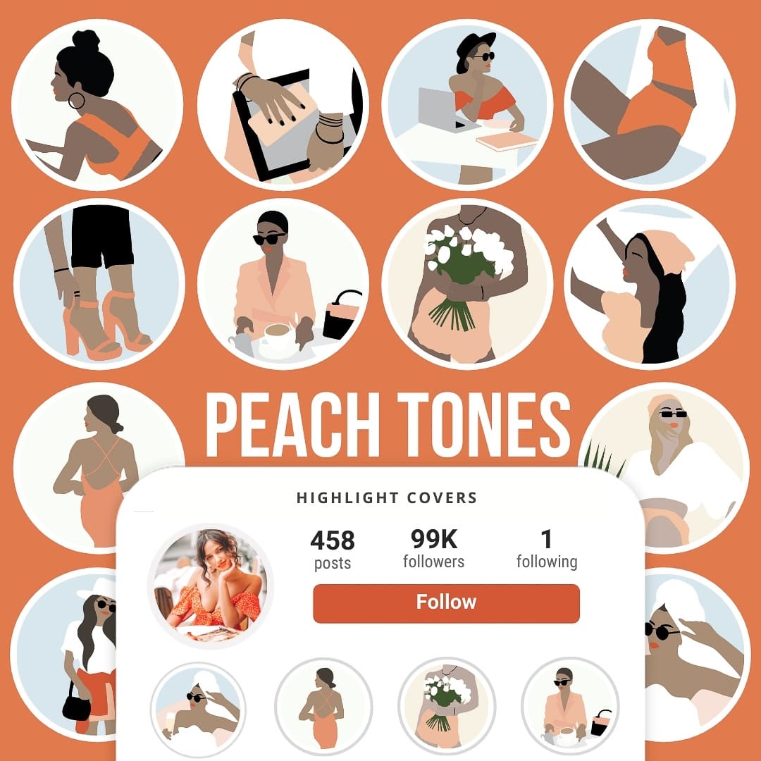 Ai-Optimized PEACH TONES IG HIGHLIGHT COVERS