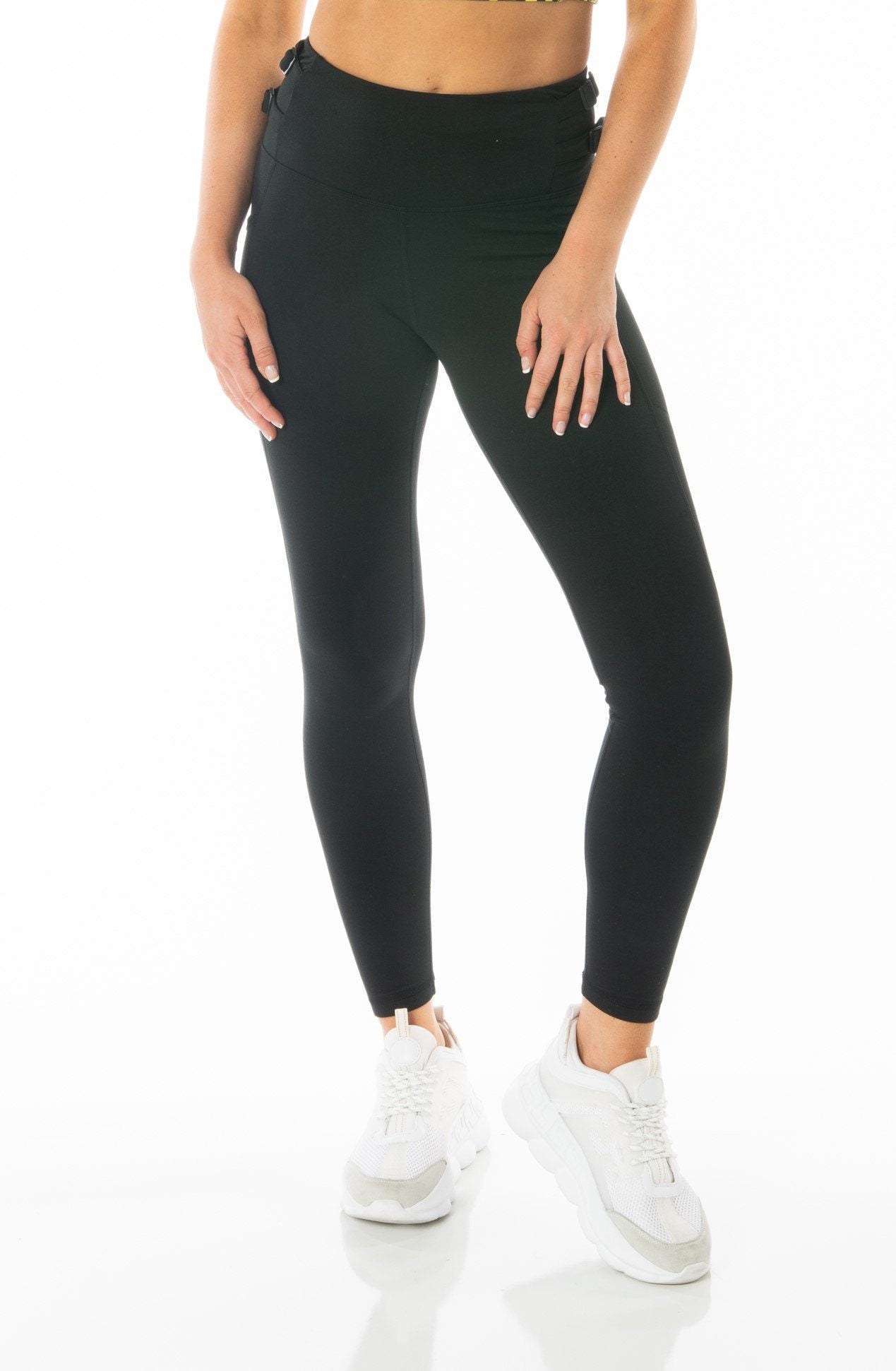 Black Highwaist Side Detail Leggings Bottoms HYPEACH BOUTIQUE 