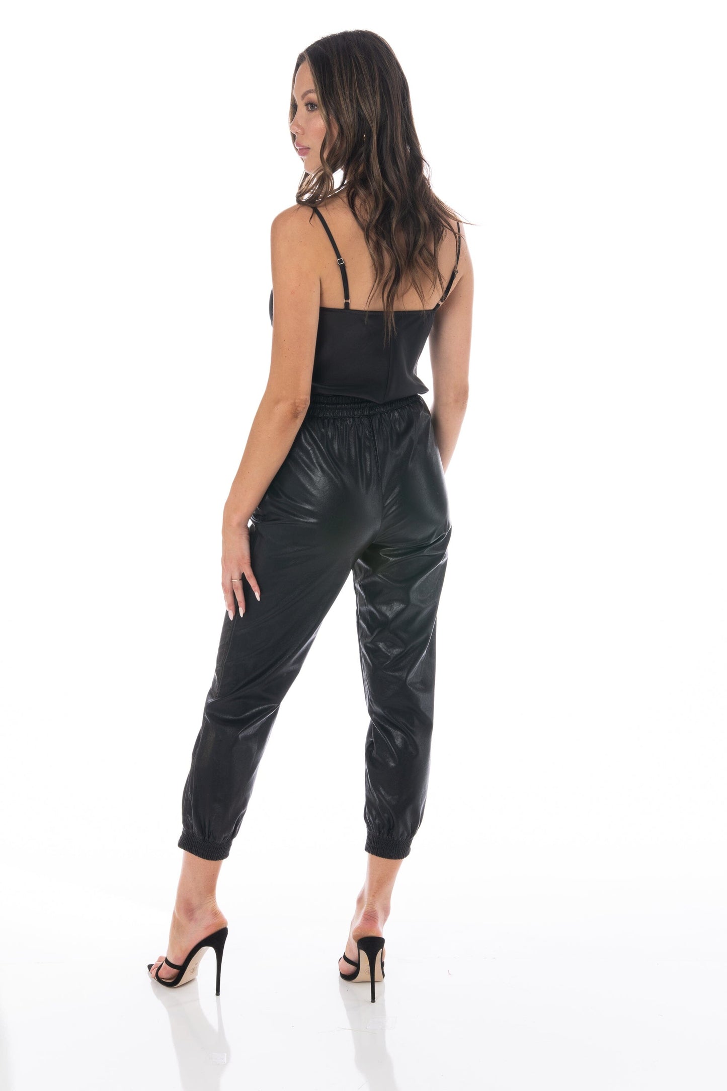 Black Satin Cowl Neck Cami Tops HYPEACH BOUTIQUE 