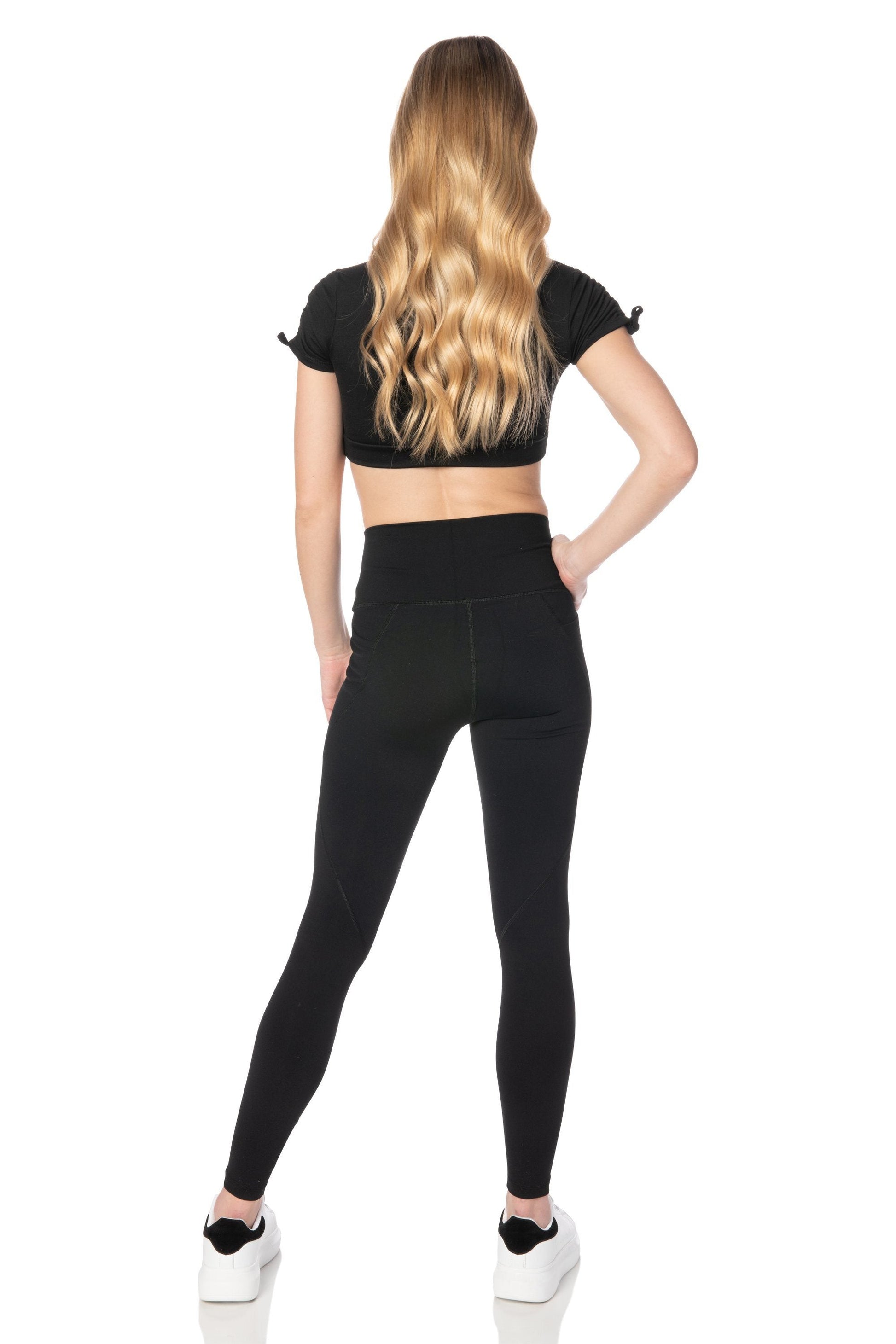 Black Shirred Sleeve Crop Top - Hypeach Active Tops HYPEACH 