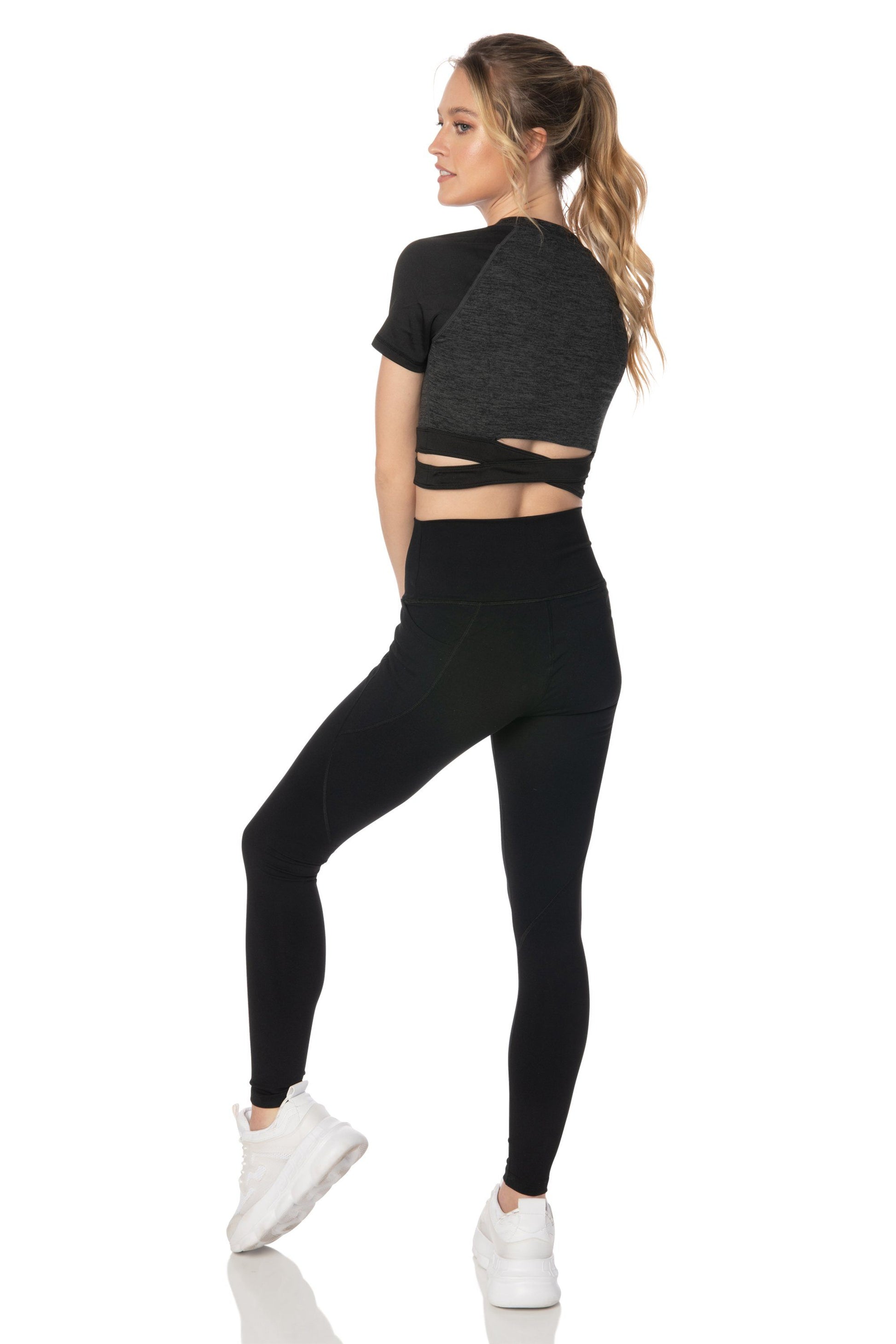 Charcoal Short Sleeve Crop Top - Hypeach Active Tops HYPEACH 