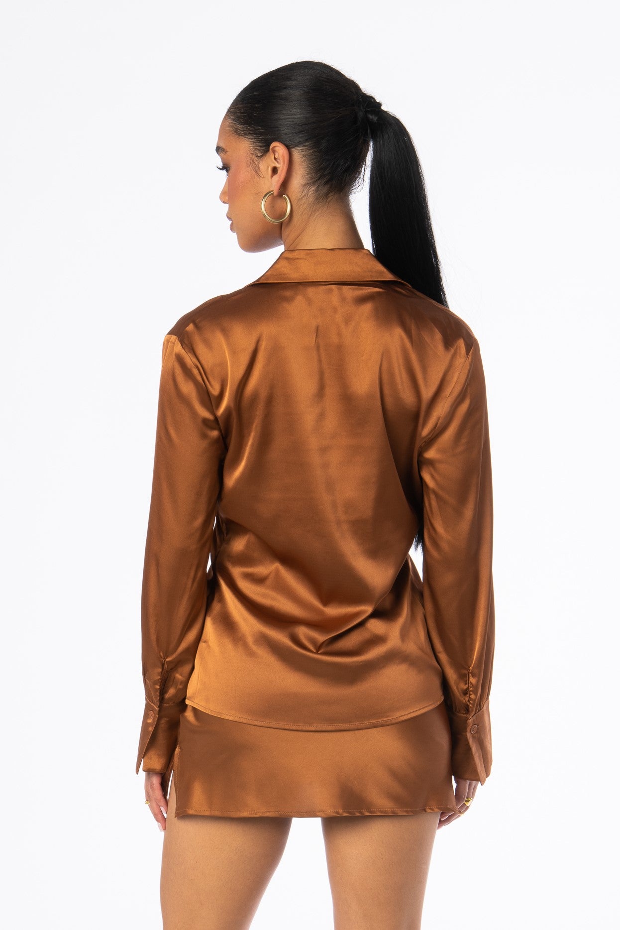 Cinammon Girl Satin Blouse Tops HYPEACH BOUTIQUE 