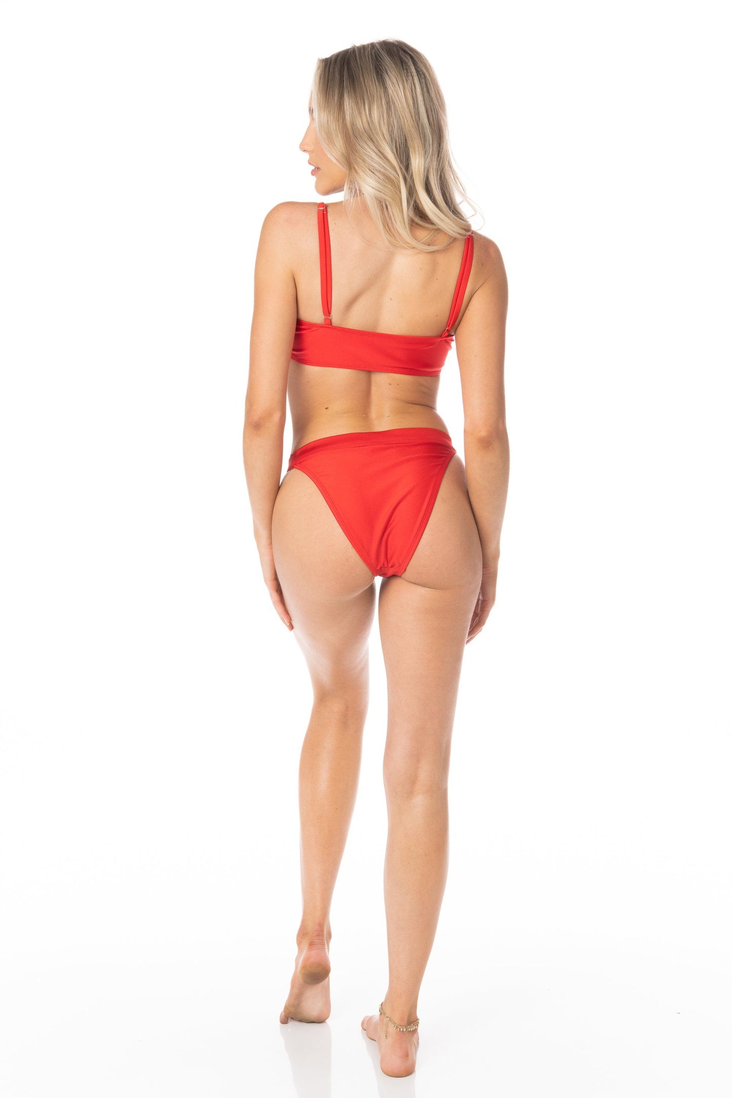 Cross-Tie Corset Adjustable Triangle Top Red Swimwear HYPEACH BOUTIQUE 