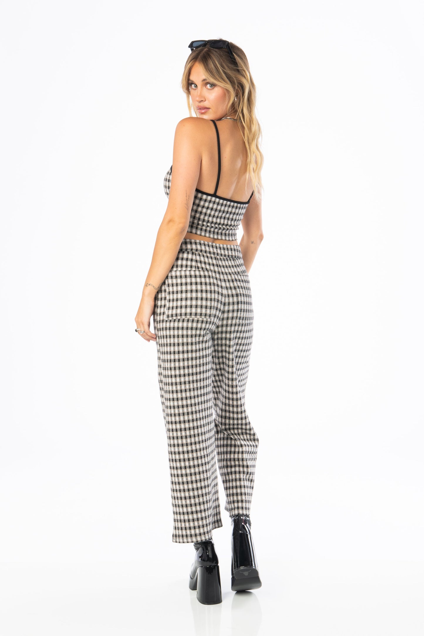 Downtown Plaid Knit Crop Top Tops HYPEACH BOUTIQUE 