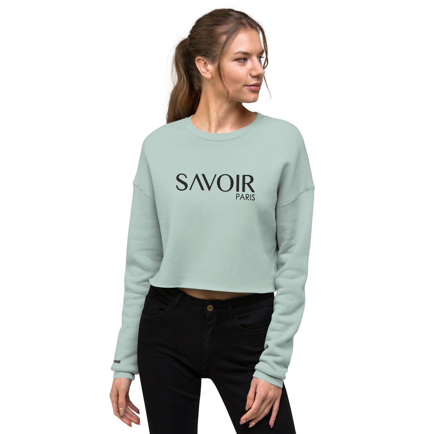 Emily in Paris Savoir Embroidered Crop Sweatshirt