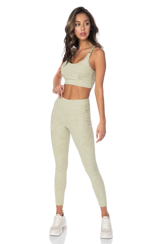 Green Textured Camo Sports Bra - Hypeach Active Tops HYPEACH 