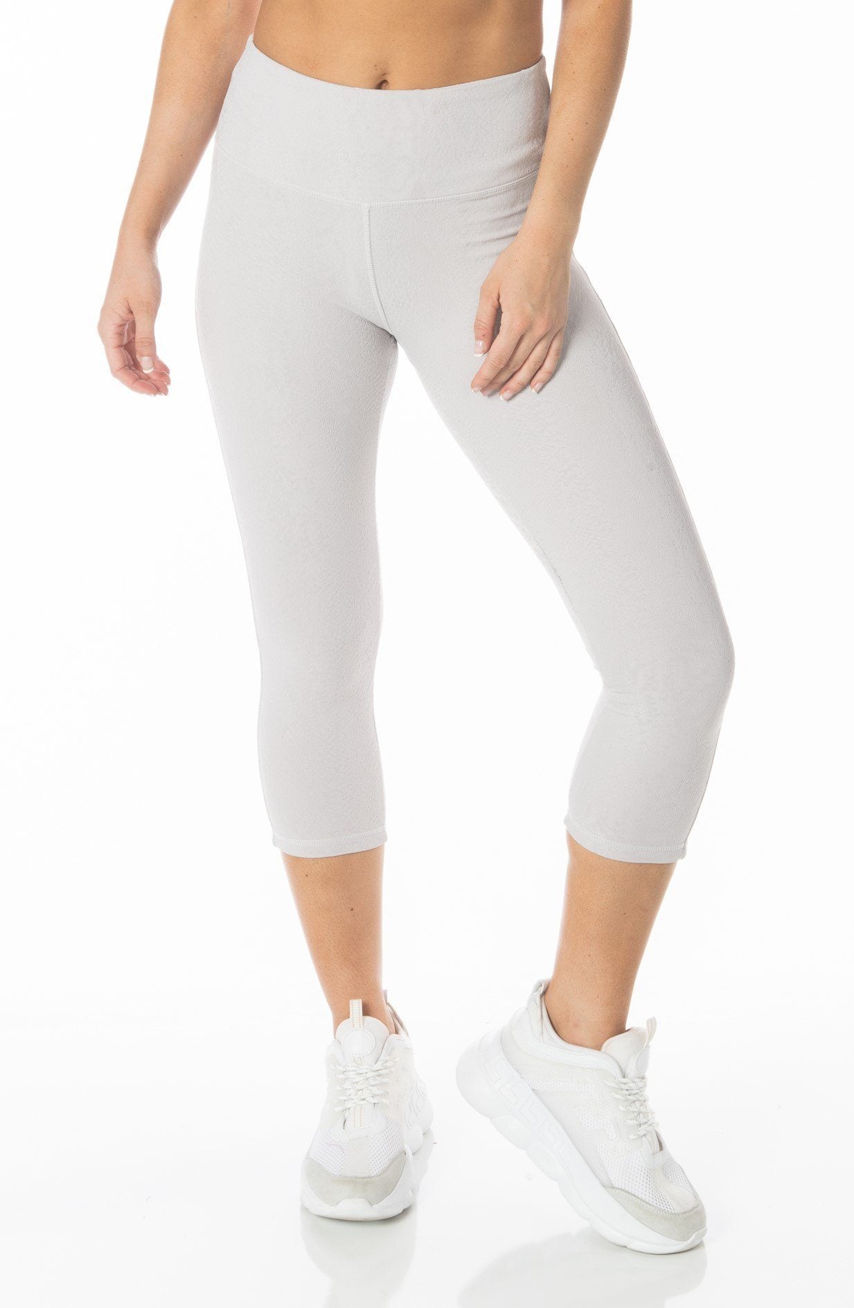 Grey Textured Snake Capri Leggings - Hypeach Active Activewear HYPEACH 