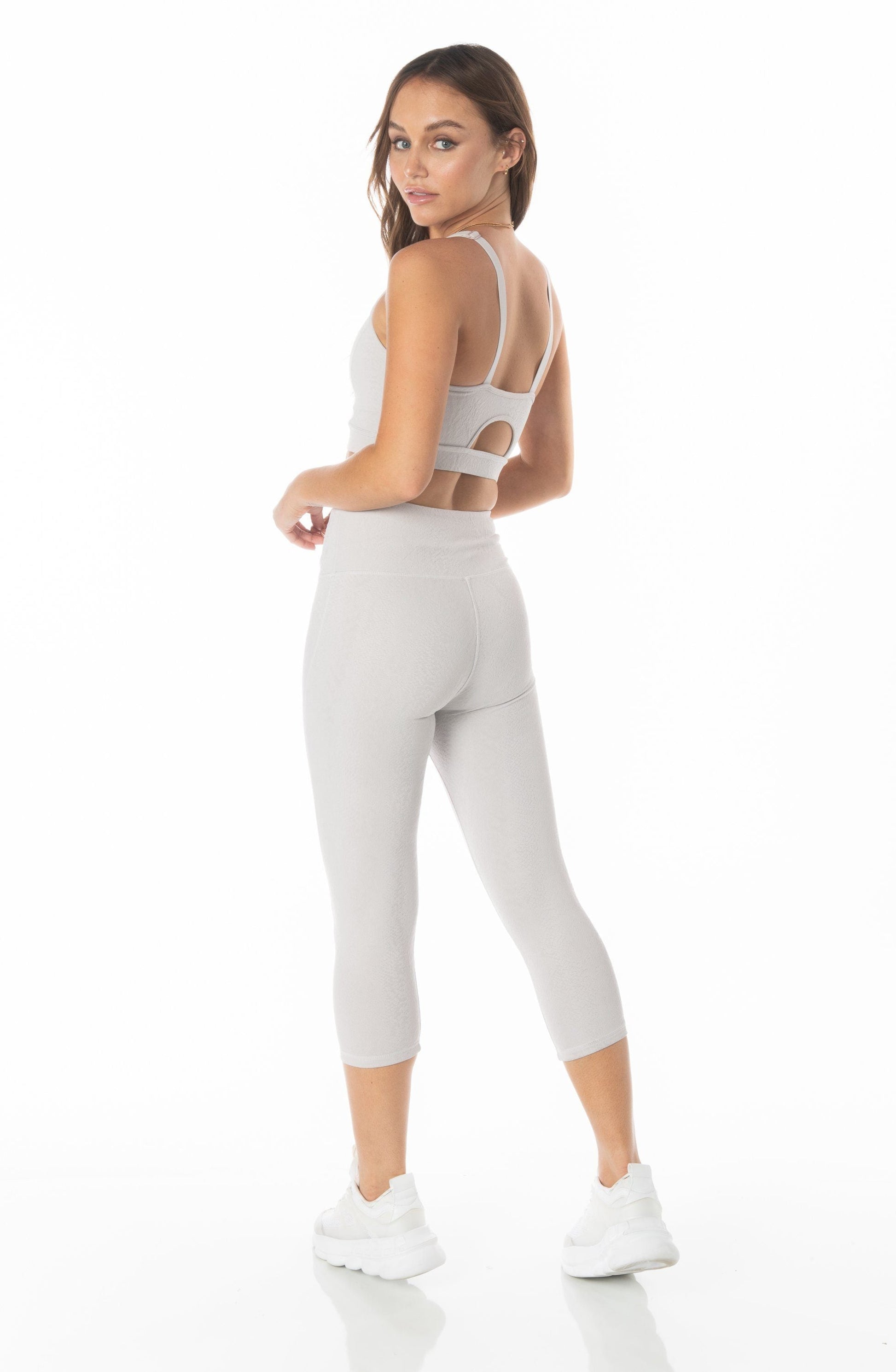 Grey Textured Snake Capri Leggings - Hypeach Active Activewear HYPEACH 