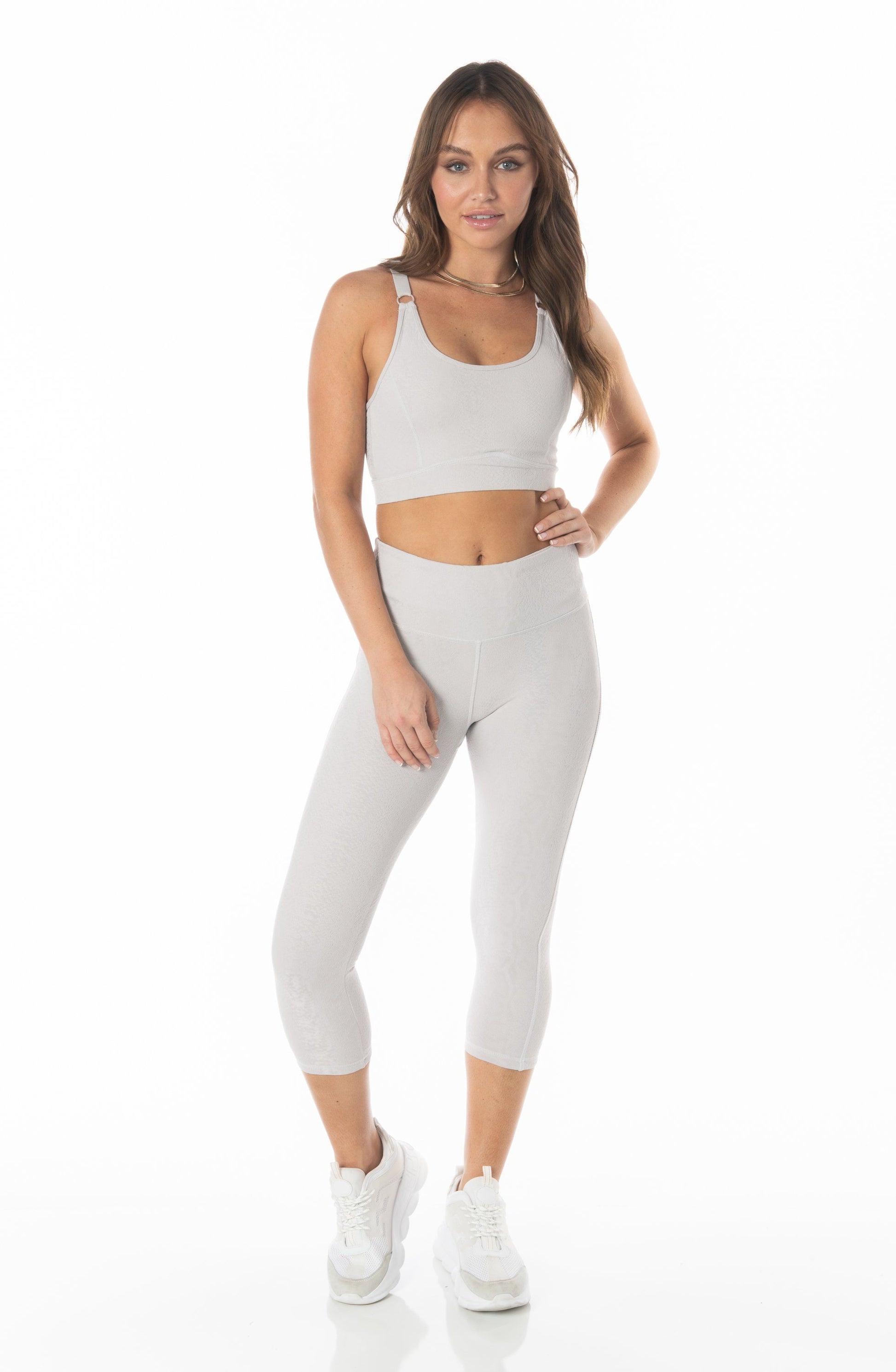 Grey Textured Snake Capri Leggings - Hypeach Active Activewear HYPEACH 