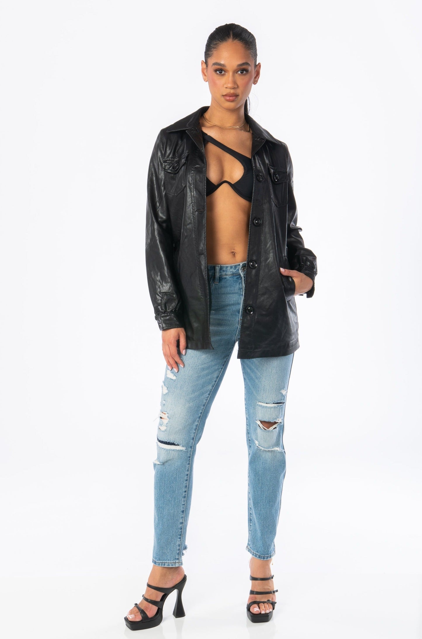 High Voltage Leather Jacket Outerwear HYPEACH BOUTIQUE 
