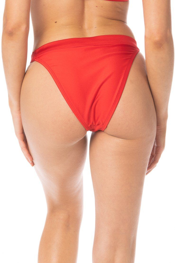 High Waist Cheeky Coverage Red Bikini Bottoms Swimwear HYPEACH BOUTIQUE 