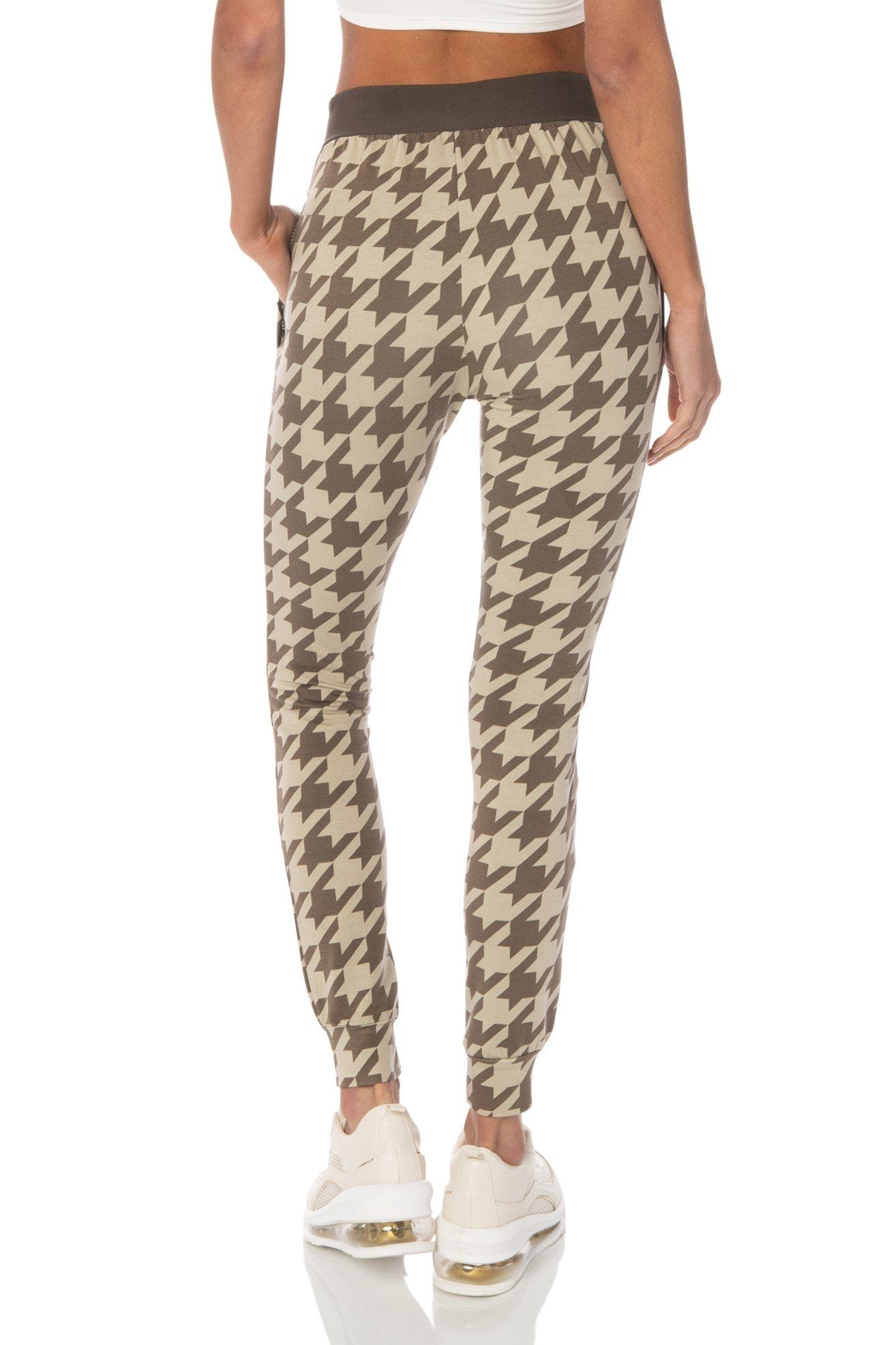 Houndstooth Brown Skinny Fit Joggers - Hypeach Lounge Bottoms HYPEACH 