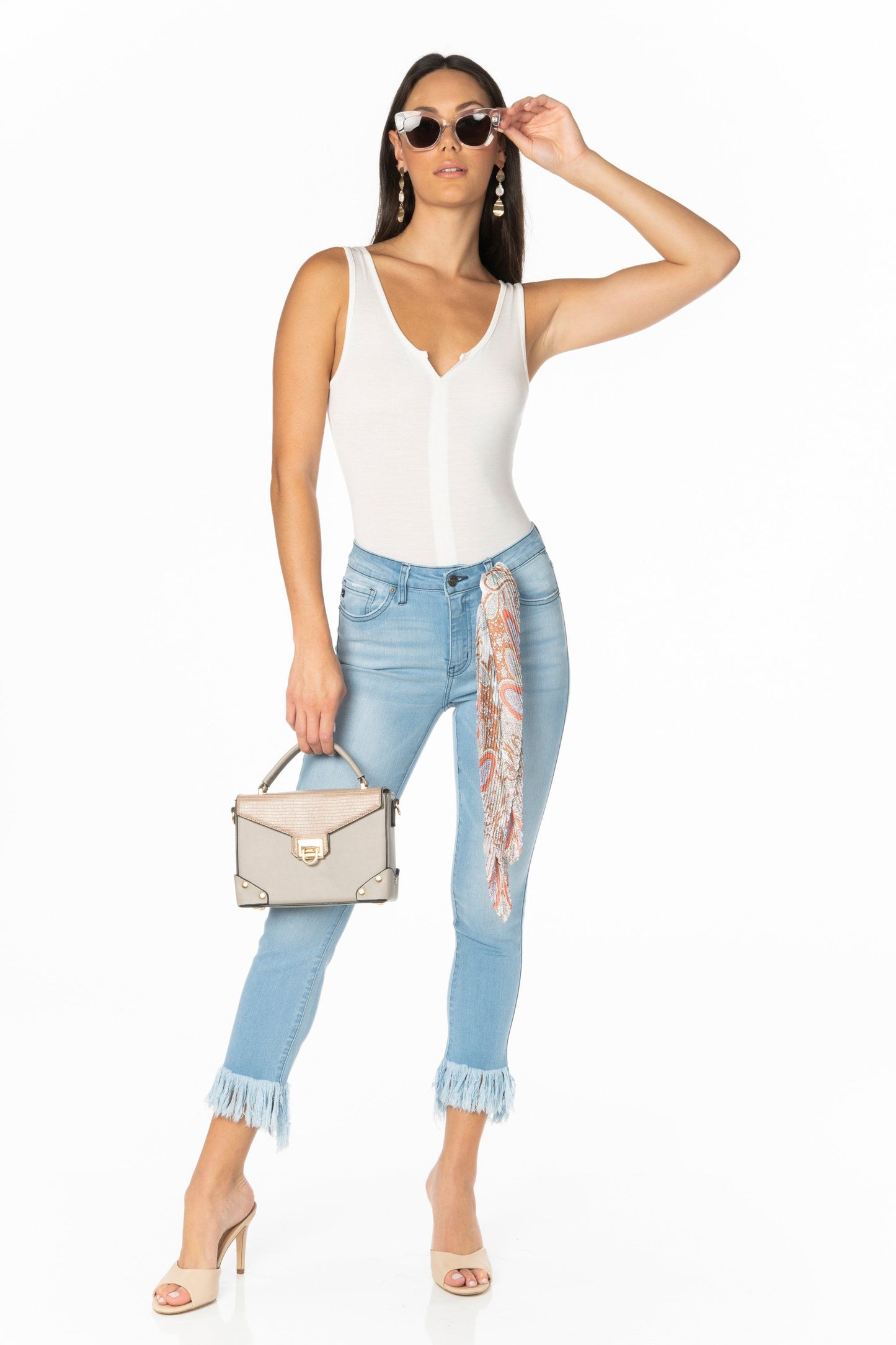 Ivory Tank V Notch Bodysuit Tops HYPEACH BOUTIQUE 