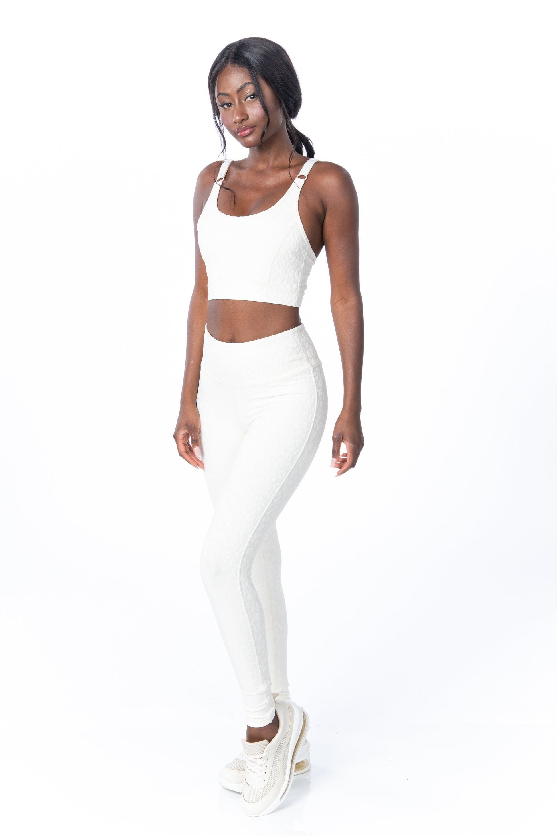 Ivory Textured Leopard High Waist Leggings -Hypeach Active Activewear HYPEACH BOUTIQUE 