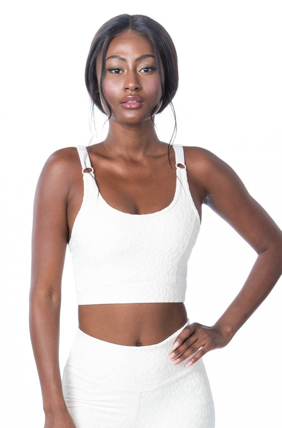 Ivory Textured Leopard Sports Bra - Hypeach Active Activewear HYPEACH BOUTIQUE 