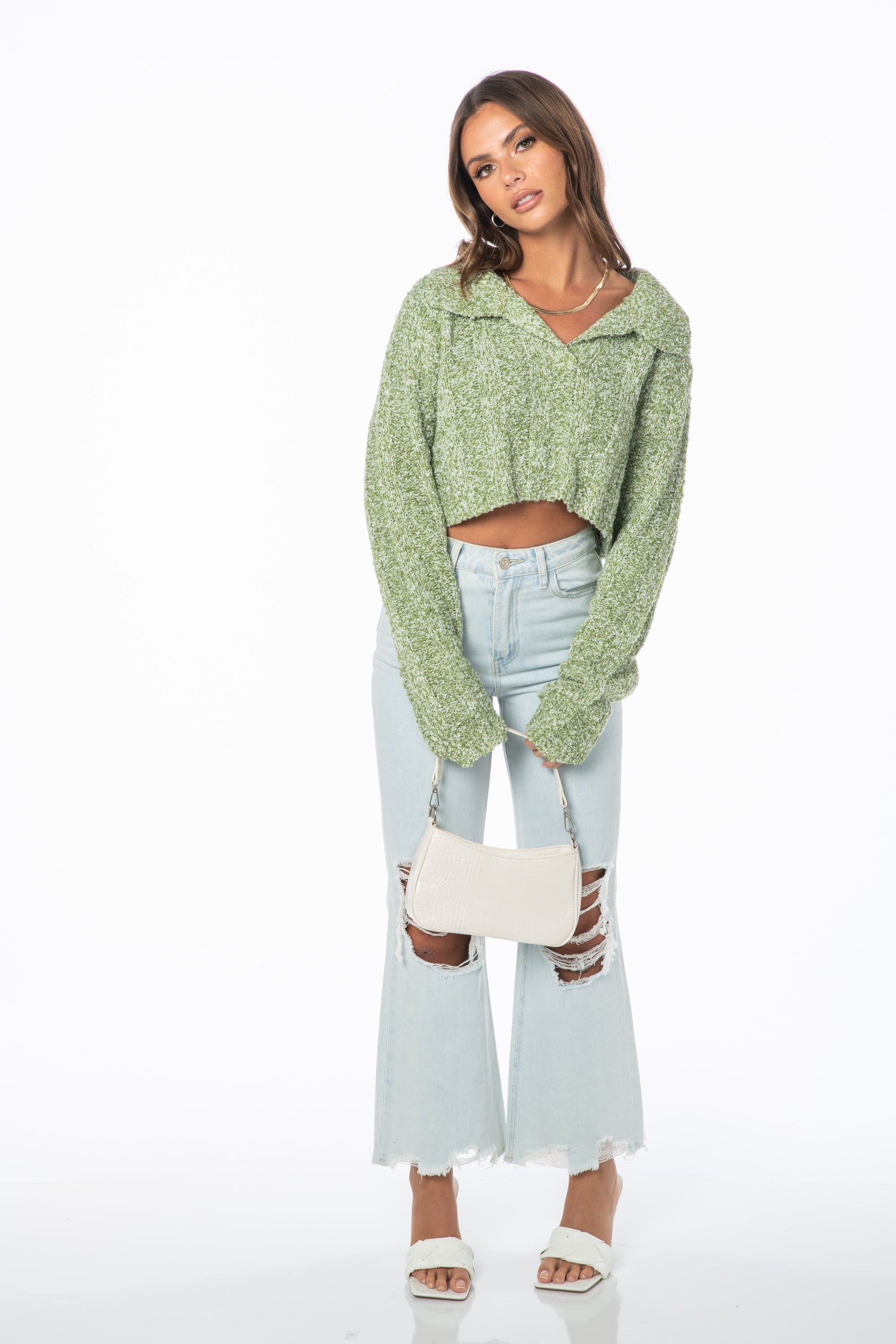 Ivy Cropped Knit Sweater Tops HYPEACH BOUTIQUE 