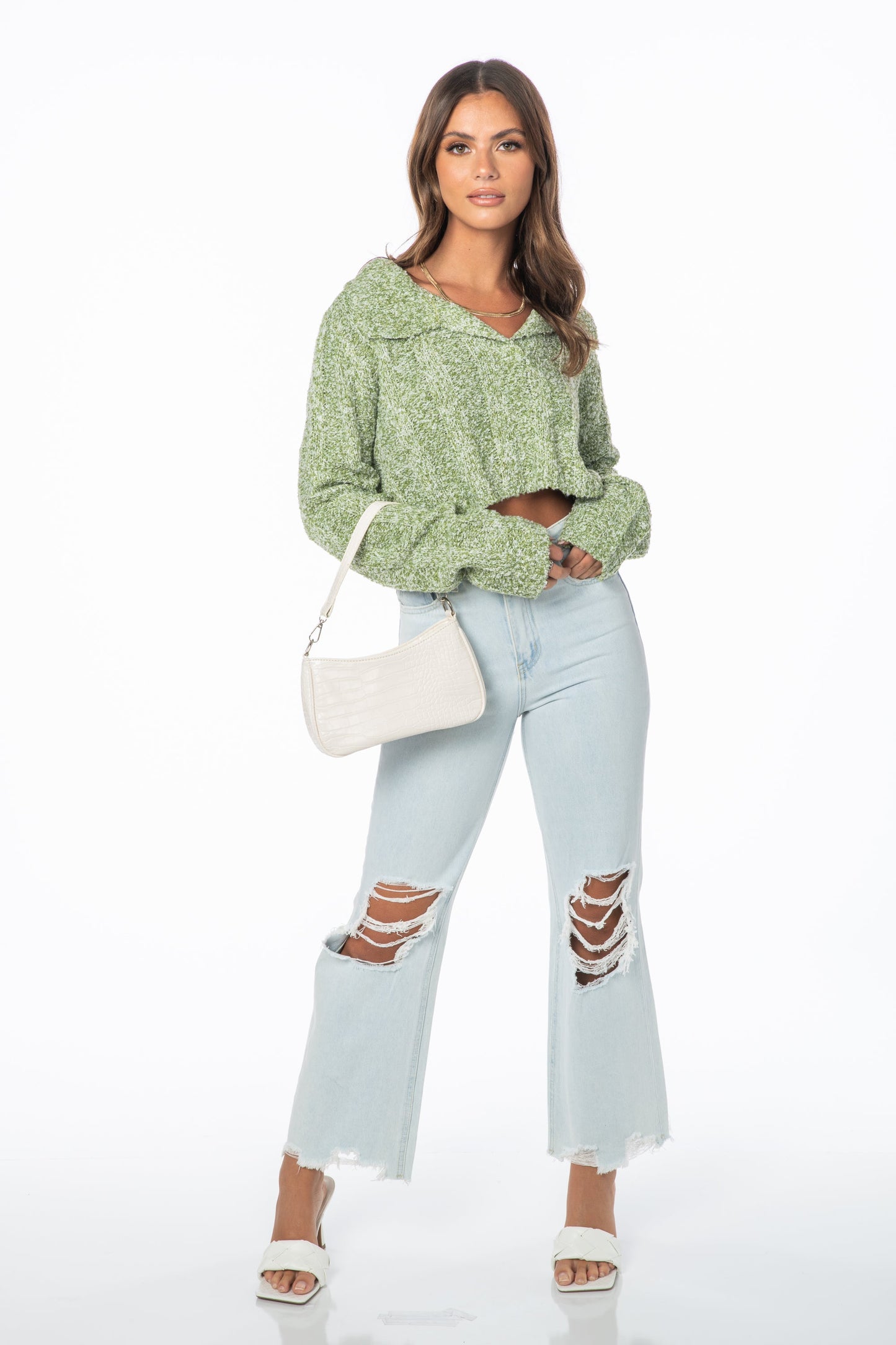 Ivy Cropped Knit Sweater Tops HYPEACH BOUTIQUE 