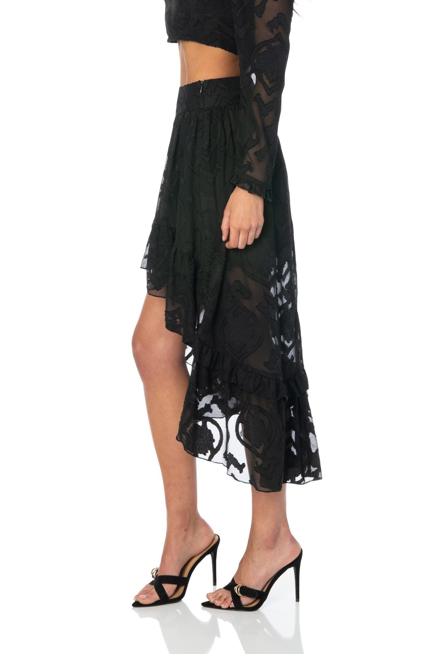 La Jolla Nights Black High-Low Skirt Bottoms HYPEACH BOUTIQUE 