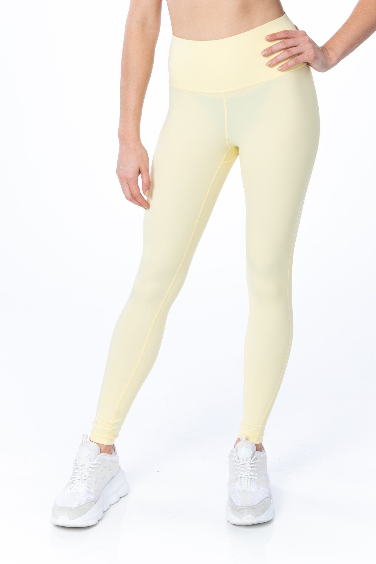 Light Yellow High Waist Leggings - Hypeach Active Activewear HYPEACH BOUTIQUE 